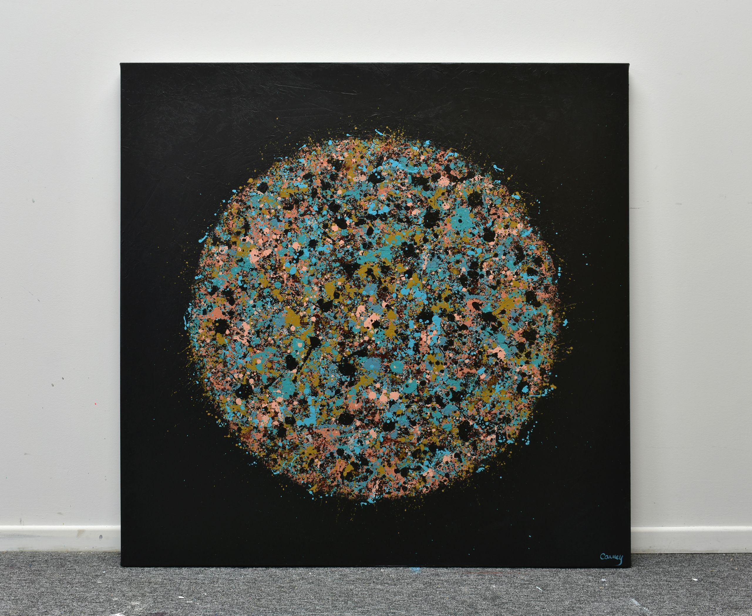 Petal Burst 52, Painting, Acrylic on Canvas - Black Abstract Painting by Lisa Carney