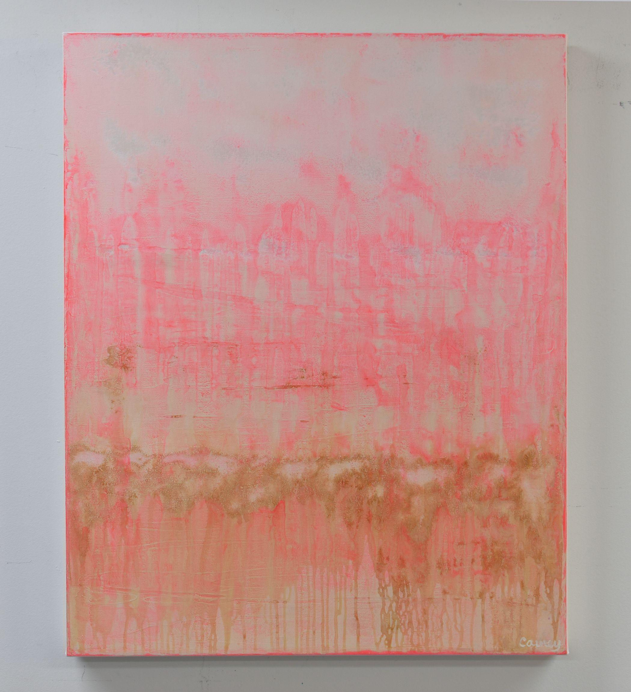 Pink Bliss, Painting, Acrylic on Canvas - Brown Abstract Painting by Lisa Carney
