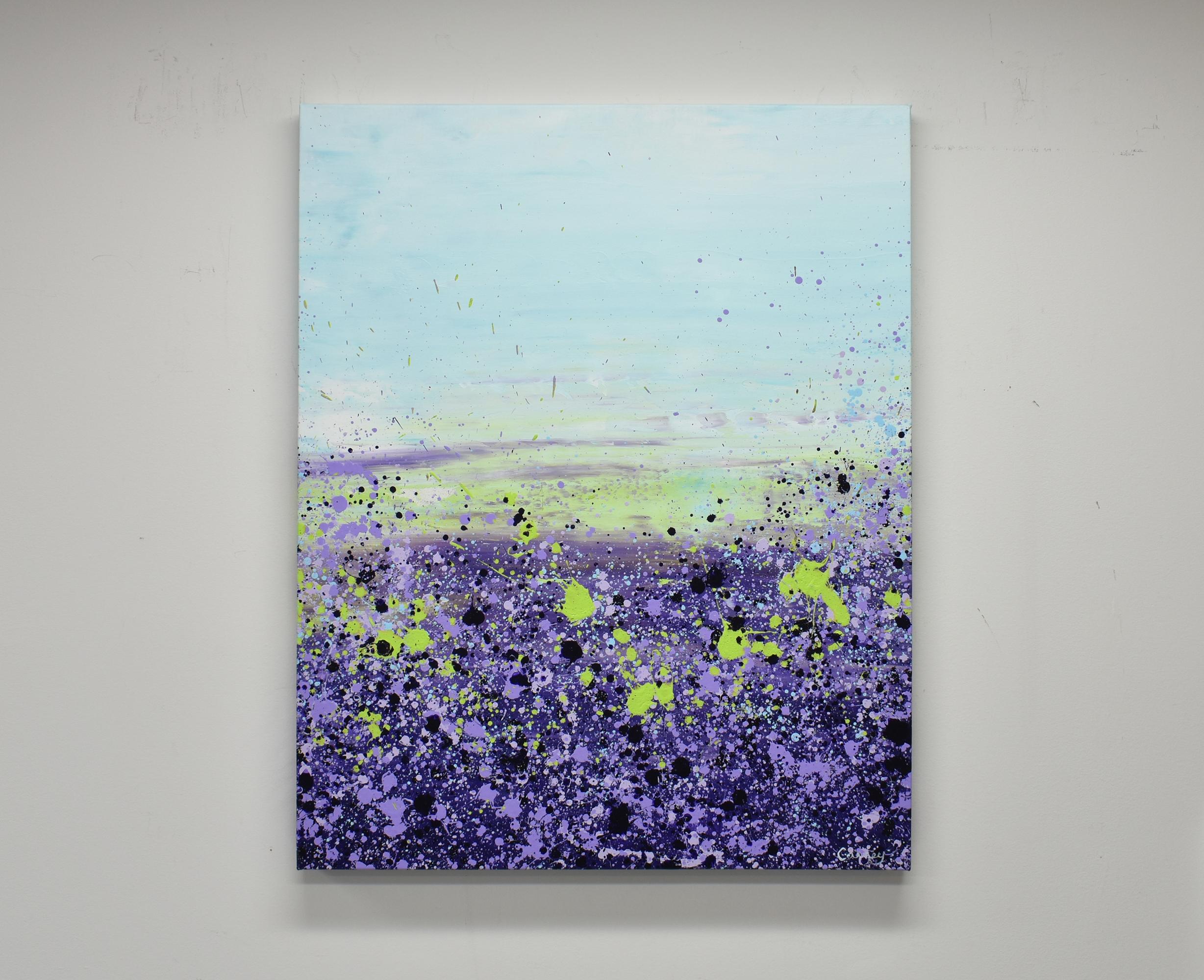 Trèfle violet de la prairie, peinture abstraite - Abstrait Painting par Lisa Carney