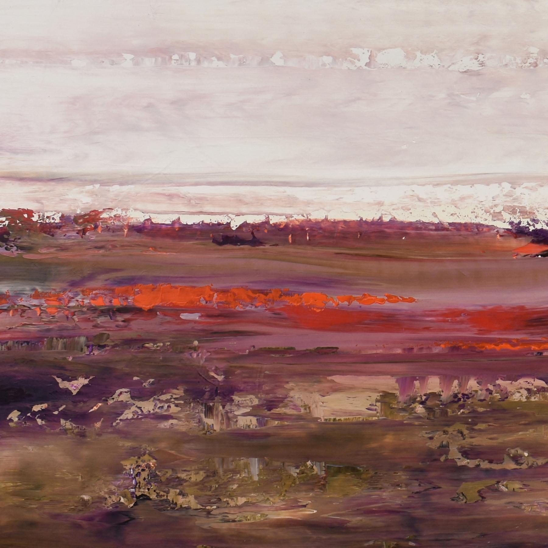 Purple Sands - Beige Landscape Painting by Lisa Carney