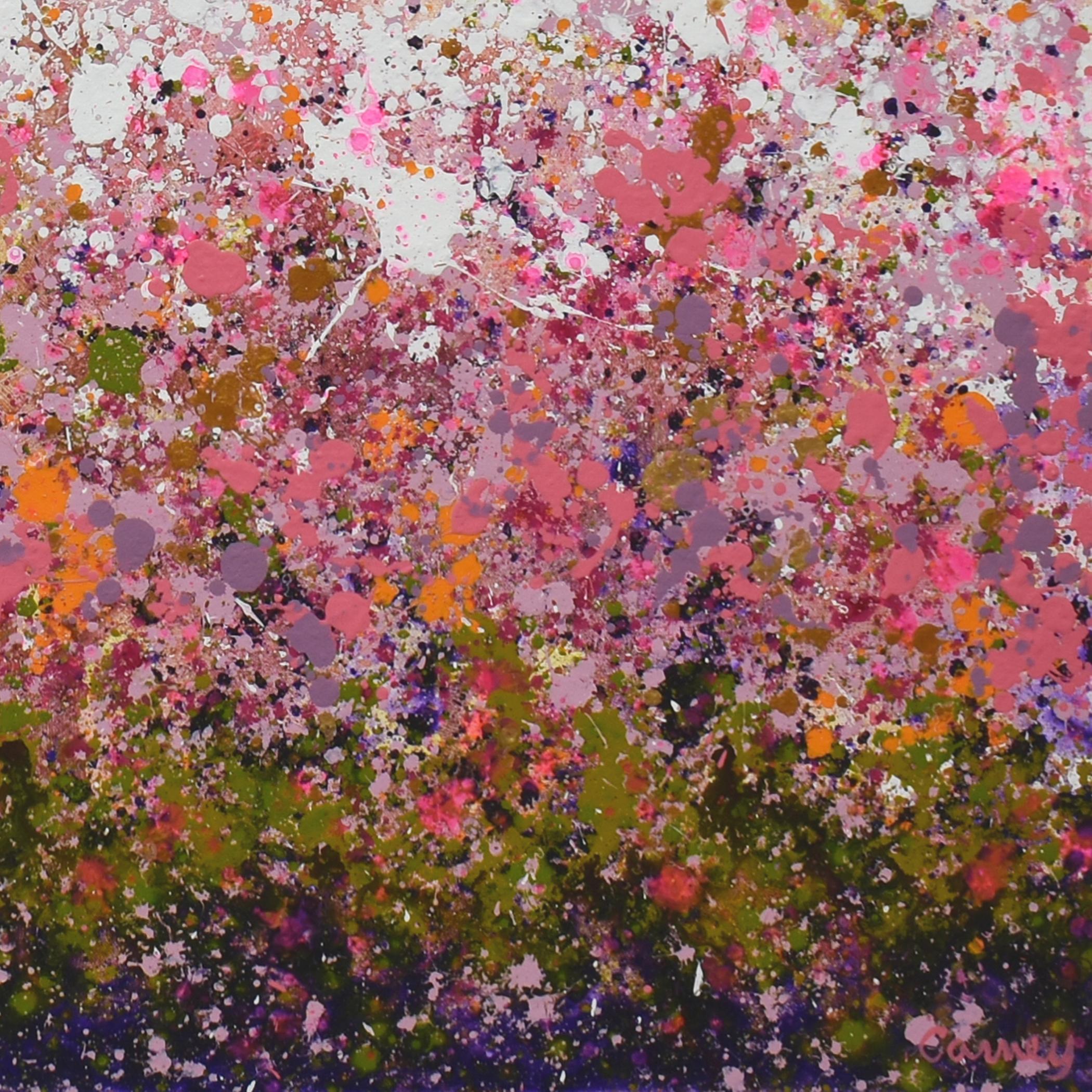 <p>Artist Comments<br />Energetic splatters of pink, purple, green and orange on a white backdrop. Part of Lisa Carney's signature GeoFlora series, a collection of abstracted botanical paintings where she uses drip and splash techniques to suggest