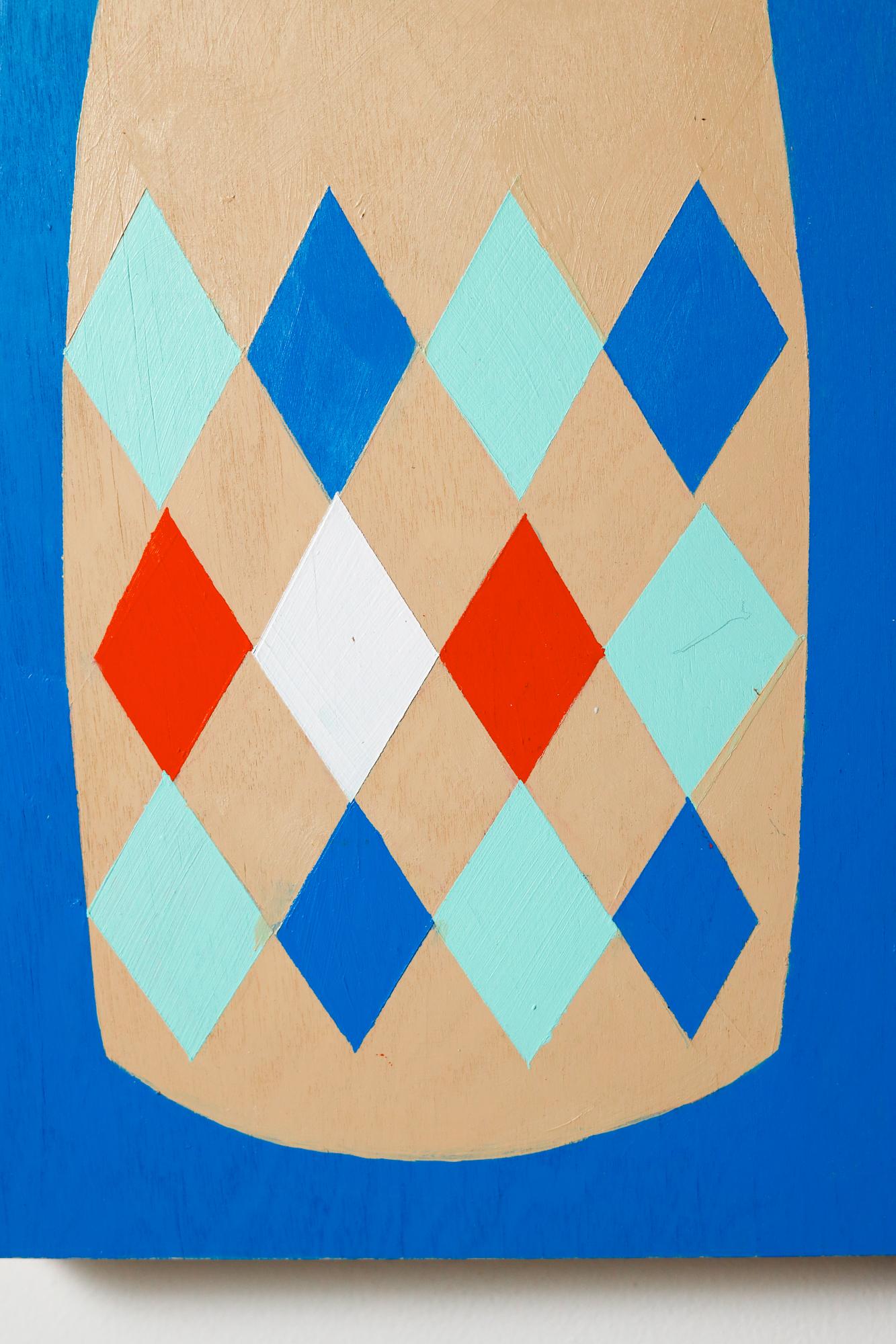 « Kokeshi Doll », motif de poupée, motifs géométriques, acrylique sur bois - Contemporain Painting par Lisa Congdon