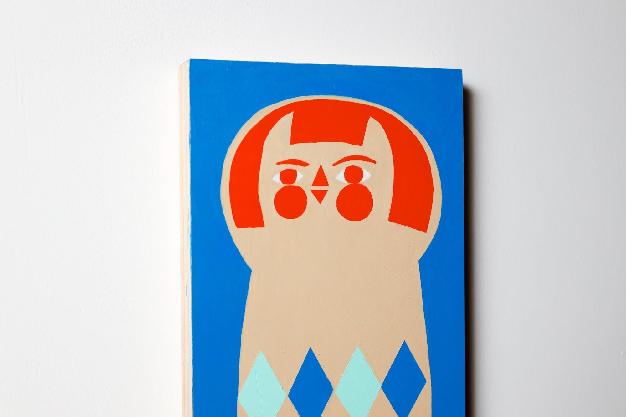 « Kokeshi Doll », motif de poupée, motifs géométriques, acrylique sur bois 3