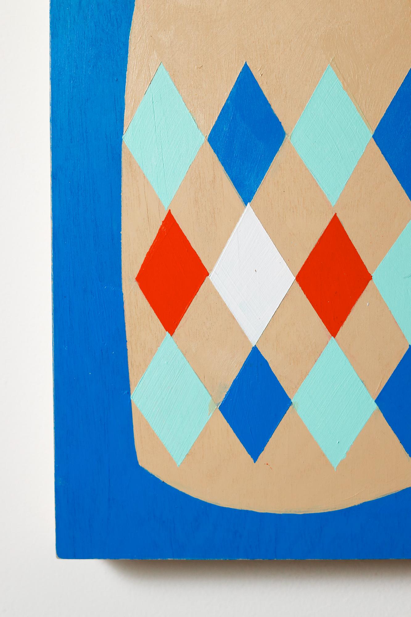 « Kokeshi Doll », motif de poupée, motifs géométriques, acrylique sur bois 4