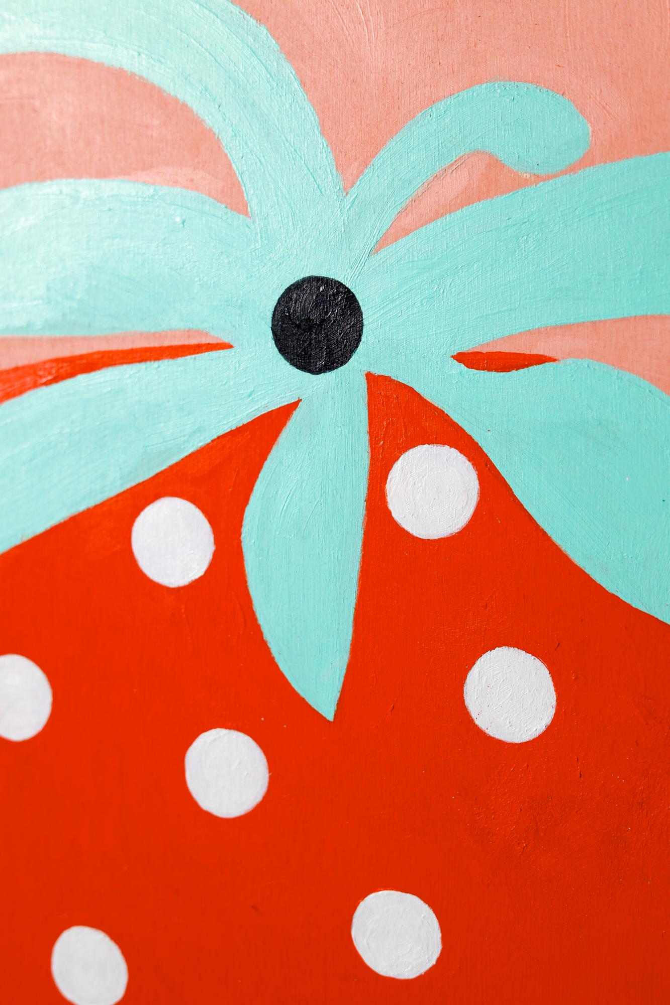 „Erdbeer“, Obstmotiv, Illustration, Acryl auf Holz (Zeitgenössisch), Art, von Lisa Congdon