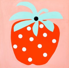 "Strawberry", Fruit Motif, Illustration, Acrylic on Wood