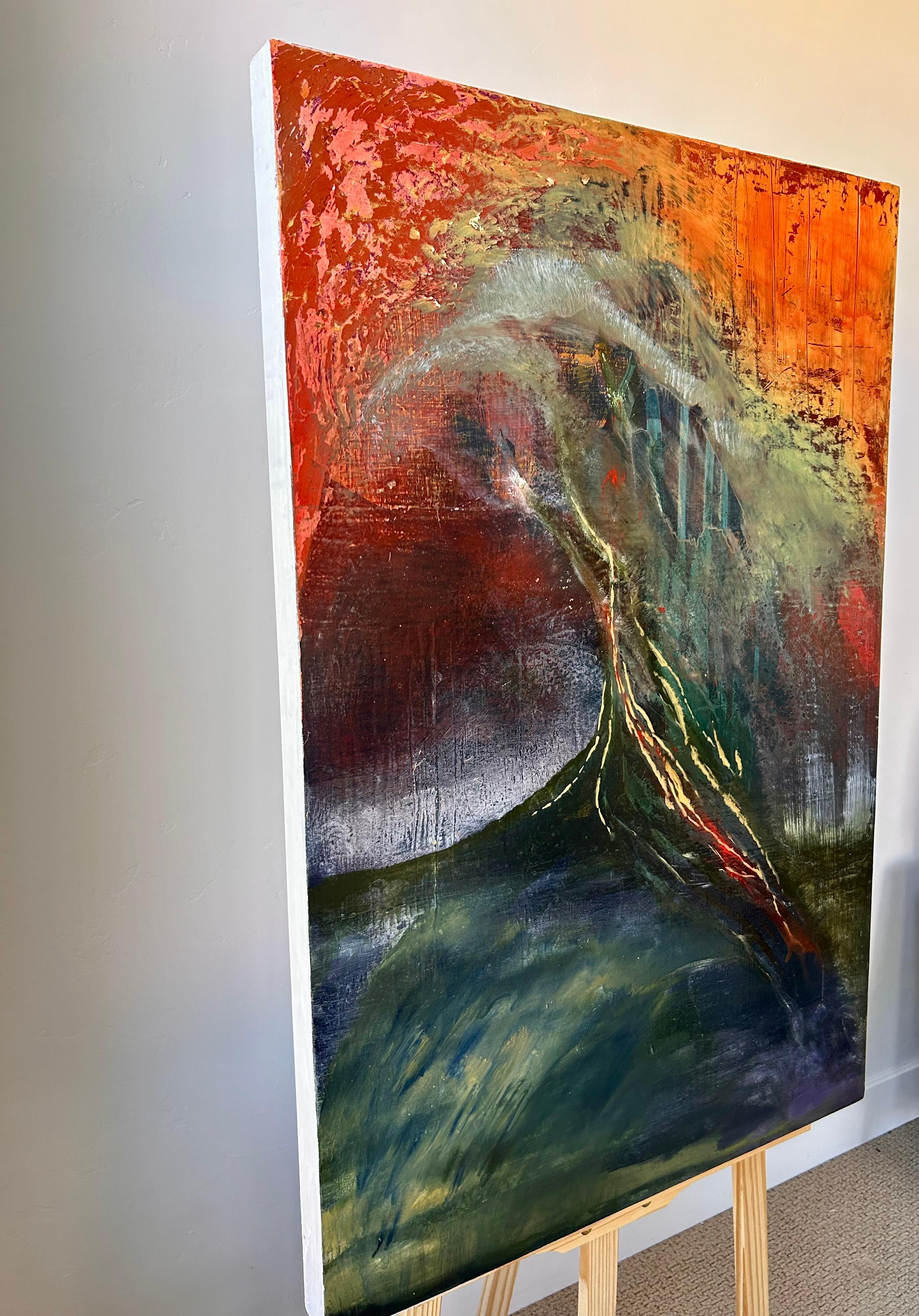 Un appel de secours, peinture à l'huile abstraite - Painting de Lisa Crosby