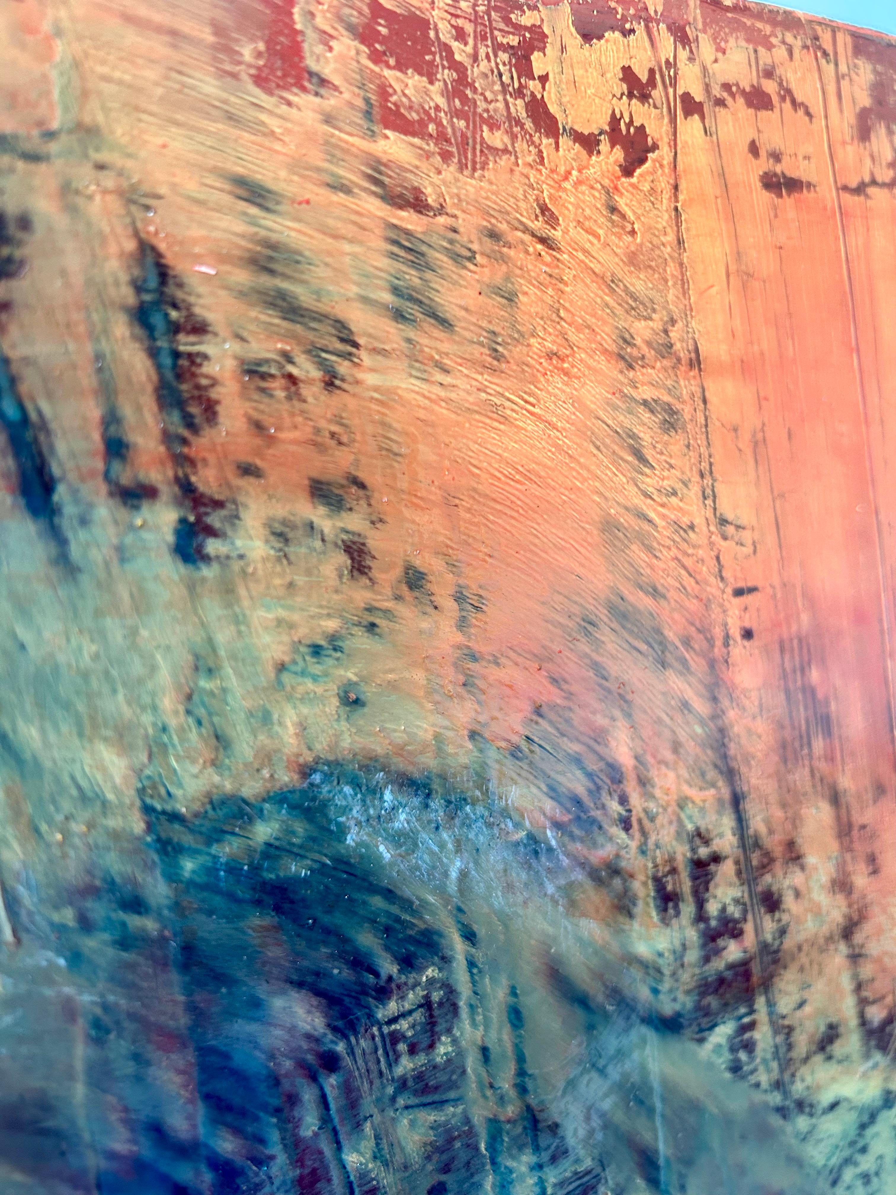 Un appel de secours, peinture à l'huile abstraite - Noir Abstract Painting par Lisa Crosby