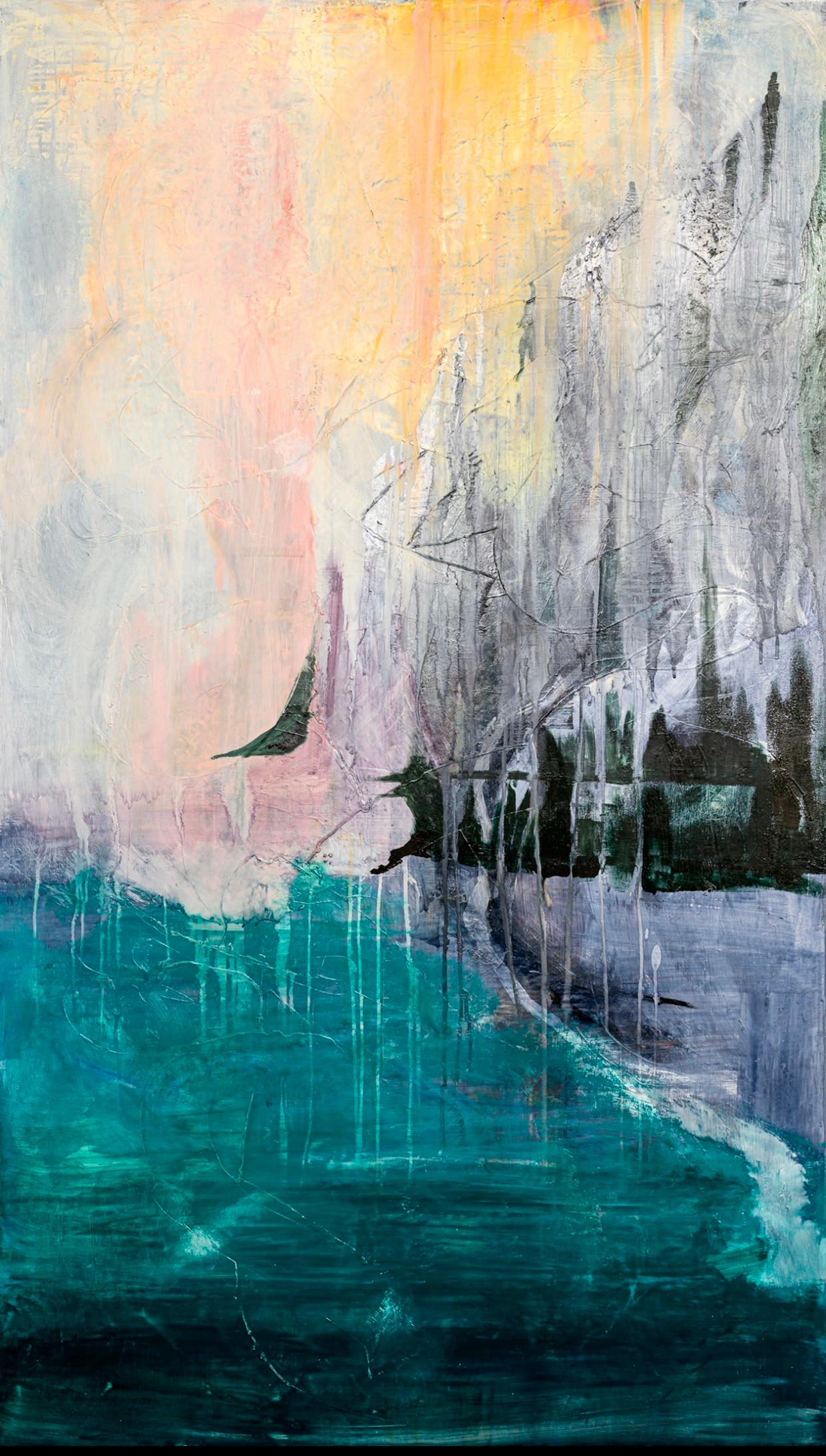 Landscape Painting Lisa Crosby - Début à Kalalau, peinture à l'huile abstraite