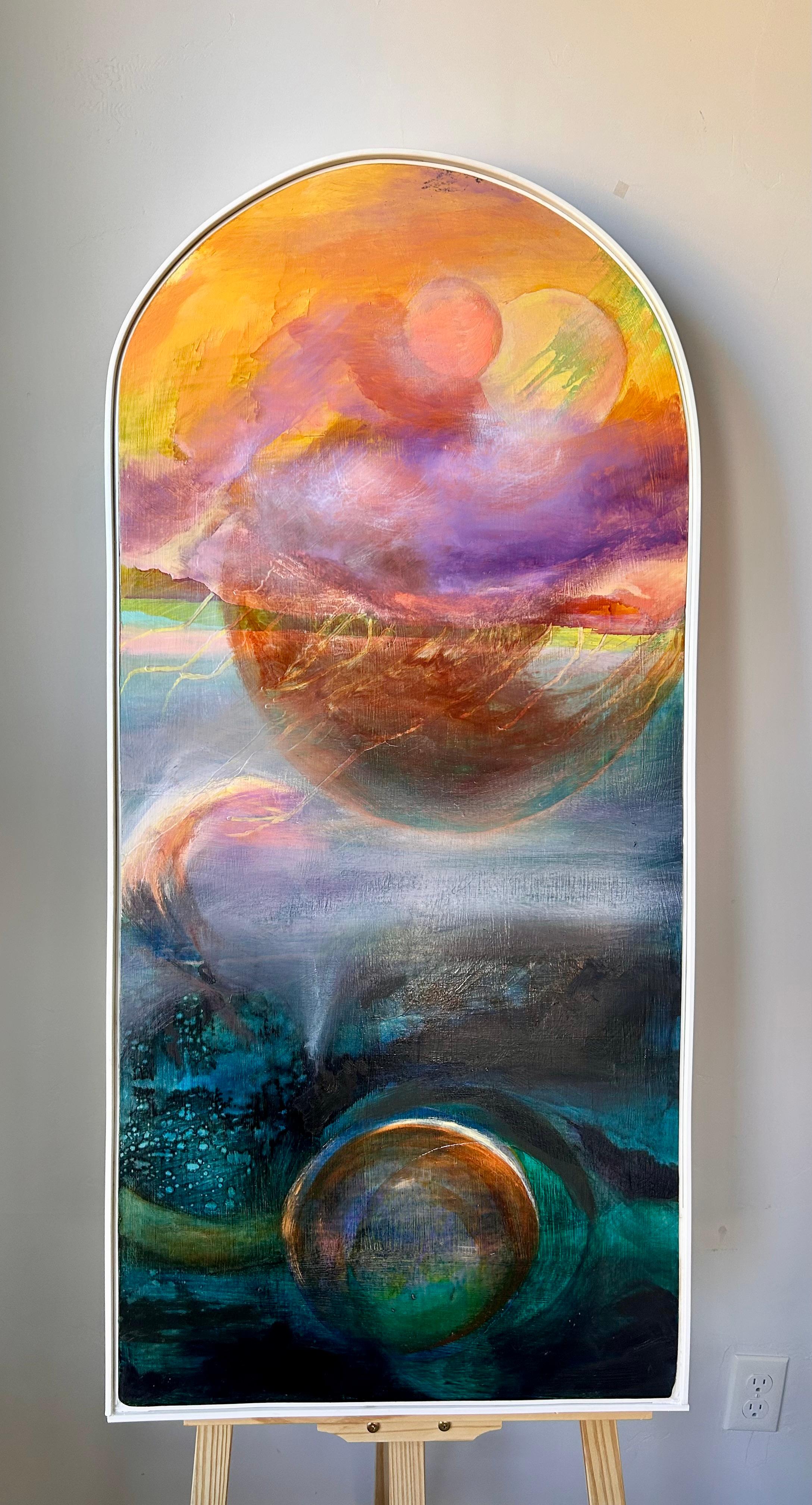 <p>Kommentare des Künstlers<br>Berge und Meer verschmelzen in dieser abstrakten Landschaft, in der wechselnde Formen und Farben eine Welt zwischen Ruhe und Chaos offenbaren. Jeder Strich ist tiefgründig und vermischt Gelassenheit mit Intensität, als