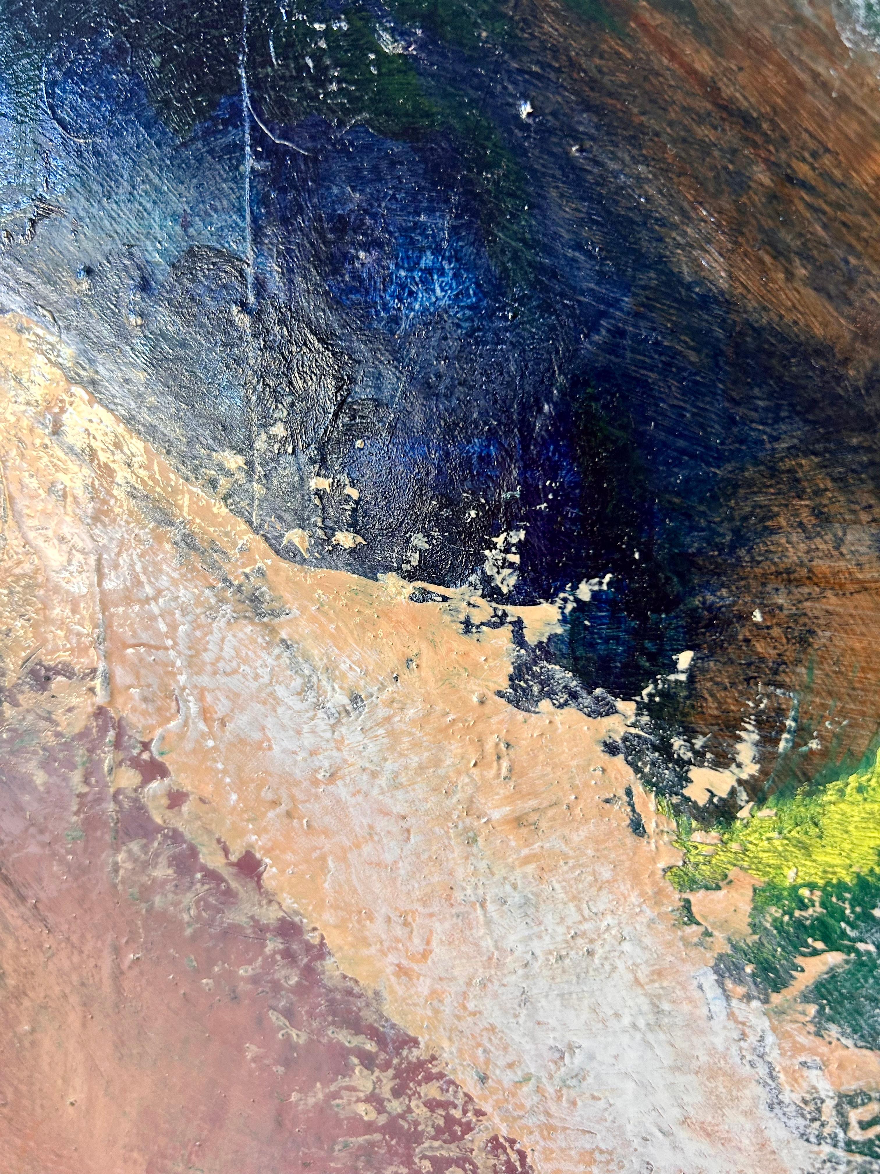 A Space Between, Pittura ad olio astratta - Landscape Painting Marrone di Lisa Crosby