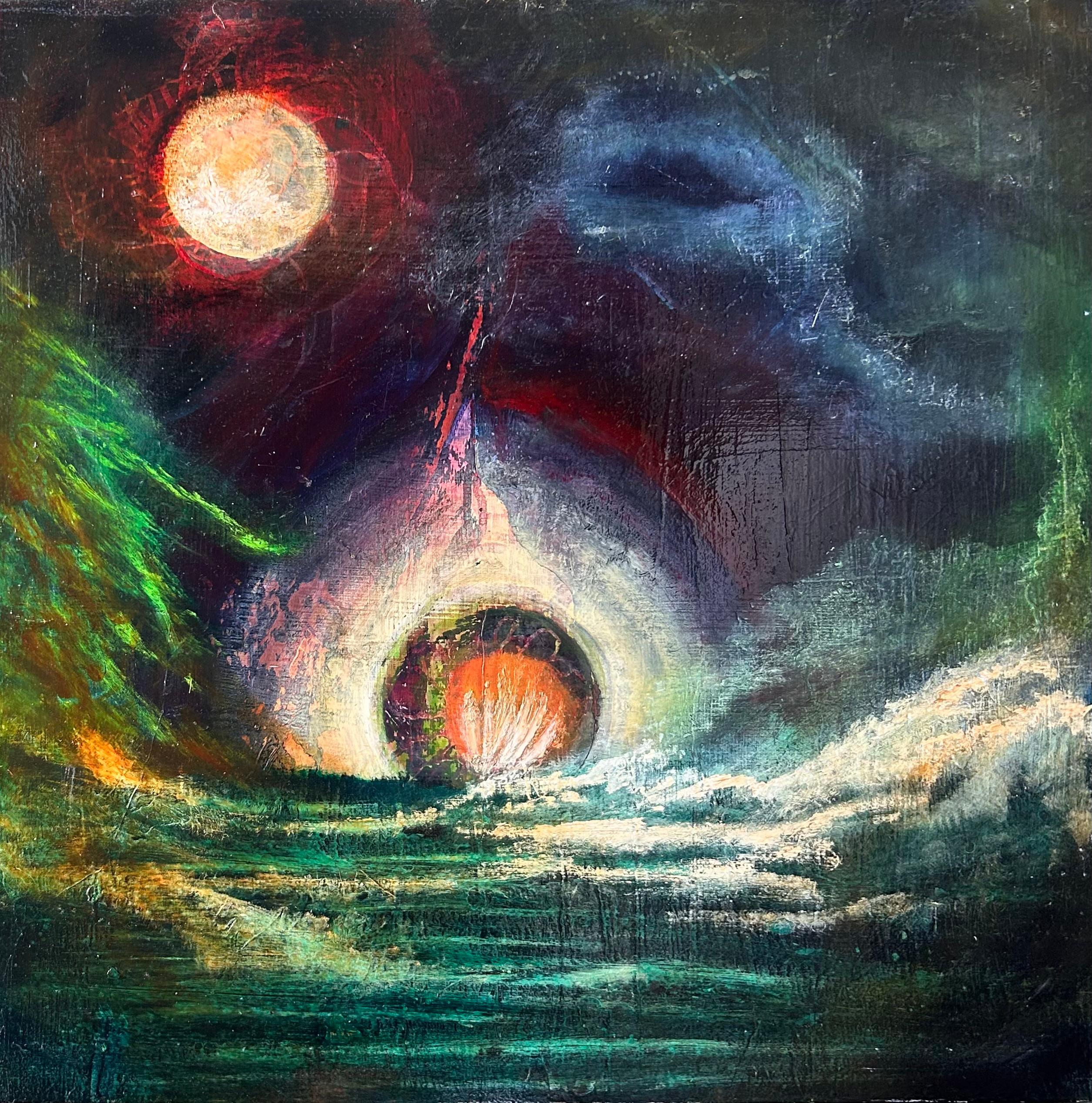 Sonnenaufgang Evolution, Ölgemälde – Art von Lisa Crosby