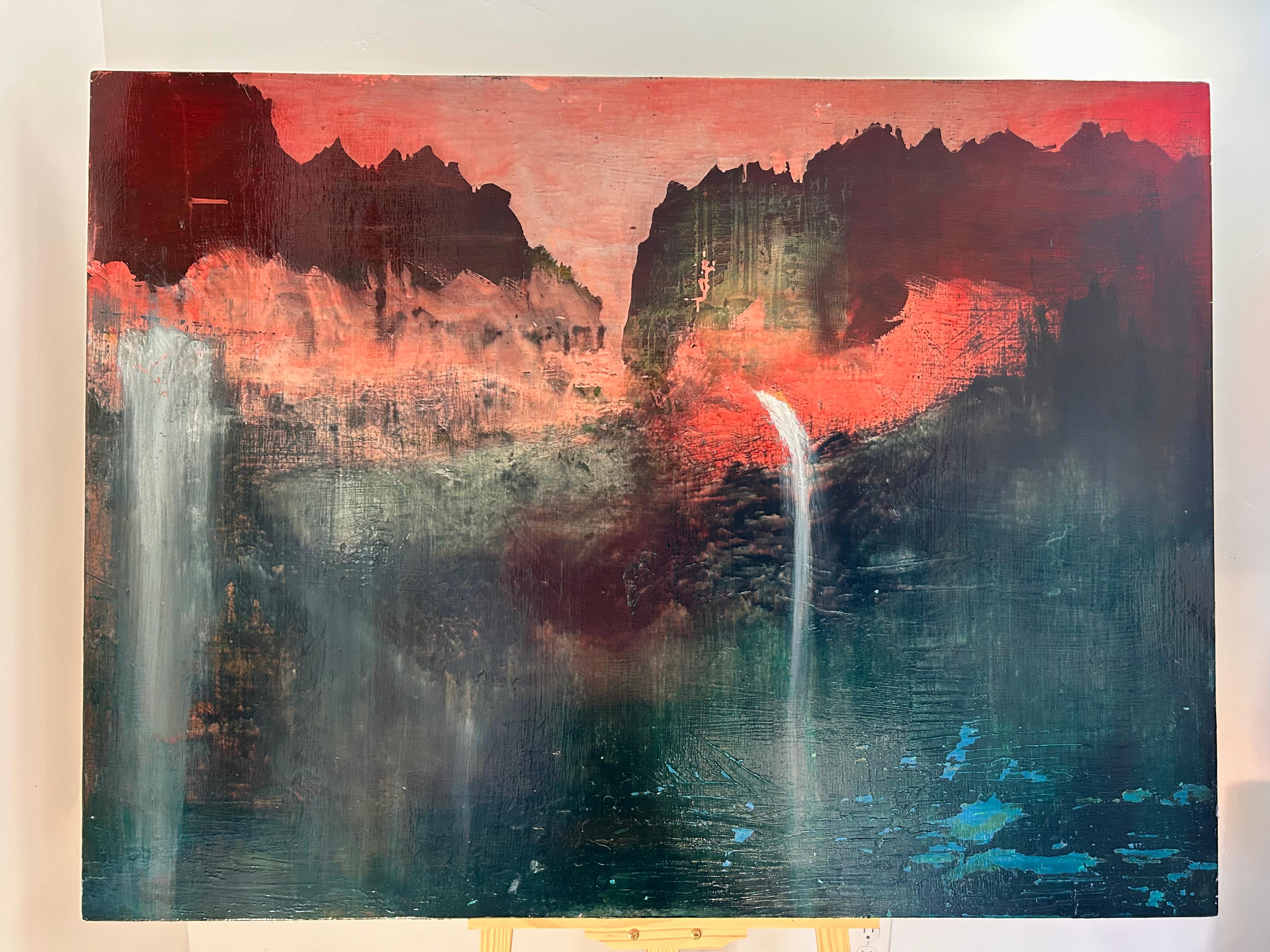 Un improbabile rinfresco, Pittura ad olio astratta - Painting Astratto di Lisa Crosby