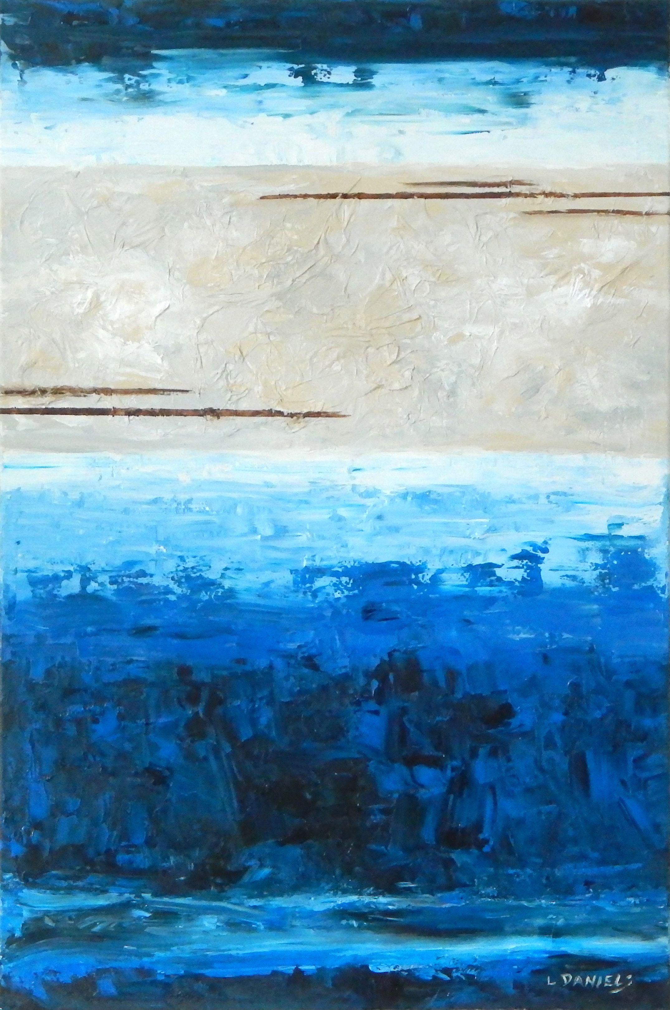 Abstract Painting di Lisa Daniels - Danubio blu, Pittura, Acrilico su tela