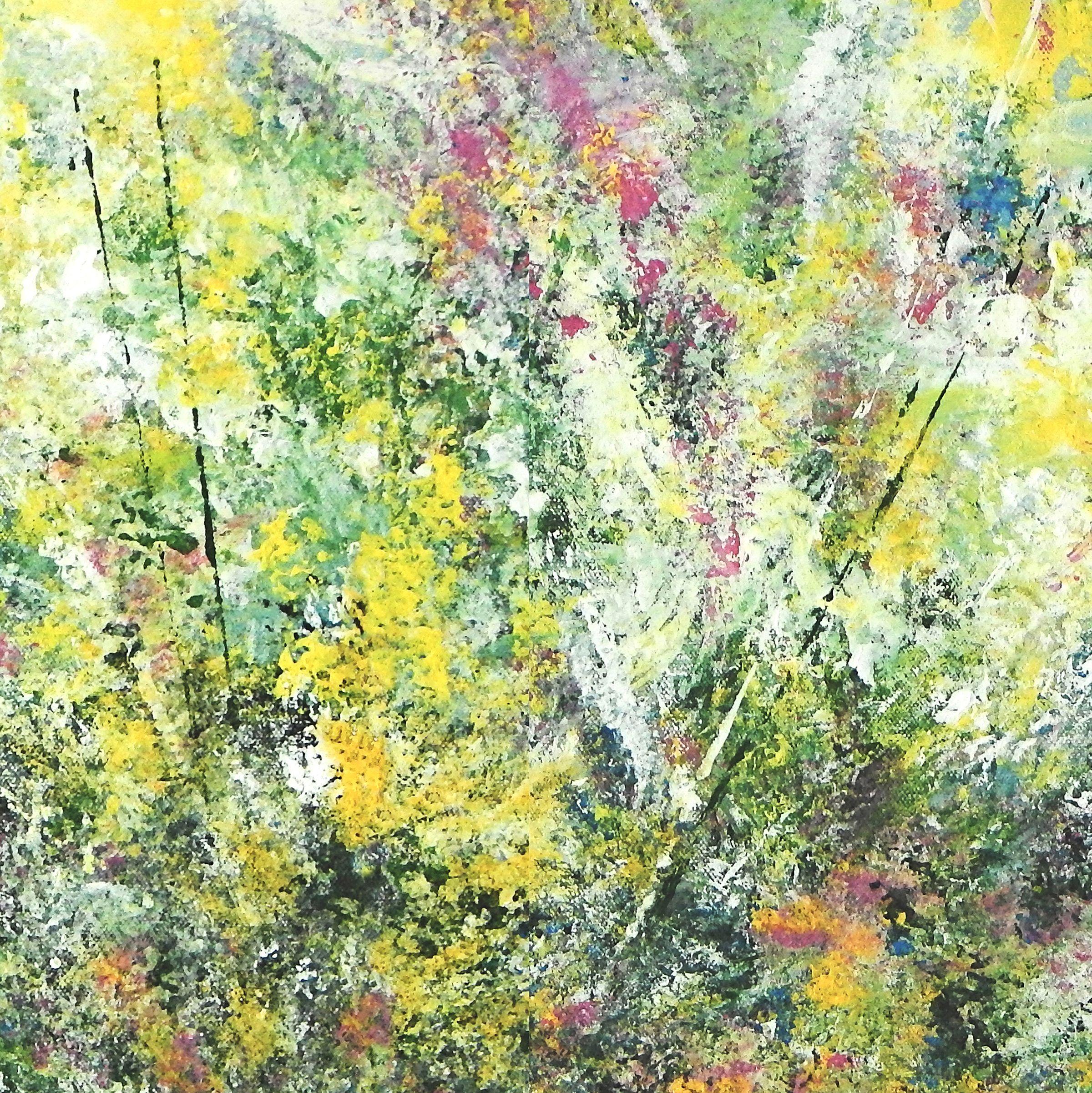 Floral iluminado por la luna, Pintura, Acrílico sobre lienzo en venta 1