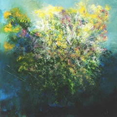 Floral iluminado por la luna, Pintura, Acrílico sobre lienzo