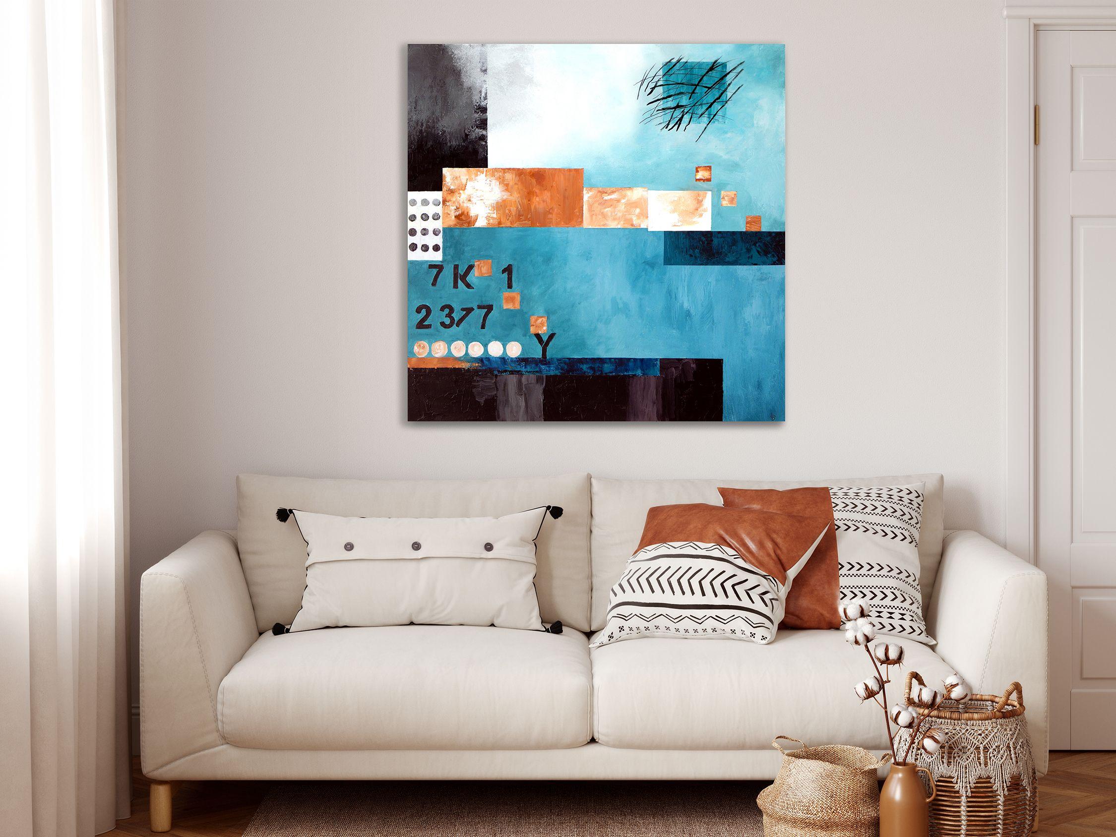 Power of Play, Painting, Acrylic on Canvas - Blue Abstract Painting by Lisa Daniels