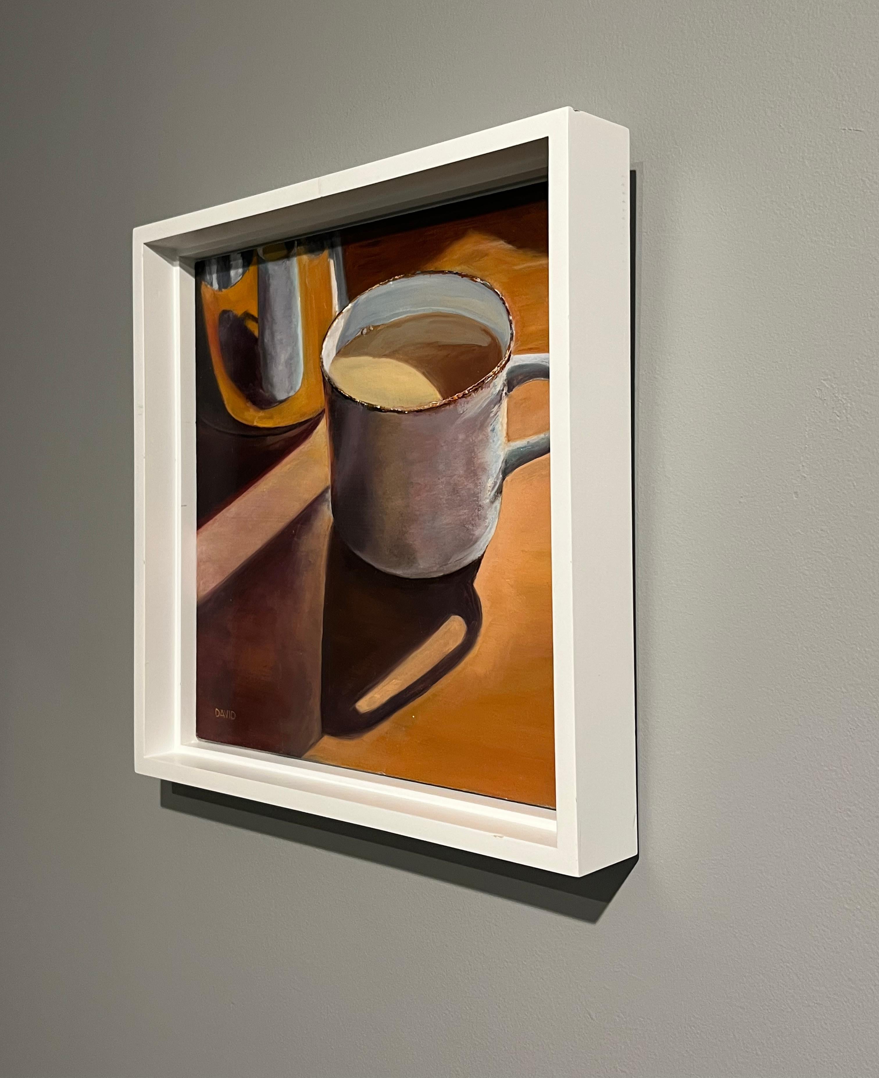 Lisa David, „Hot Chocolate“, 12x12 Cozy Stillleben, Ölgemälde auf Karton im Angebot 3
