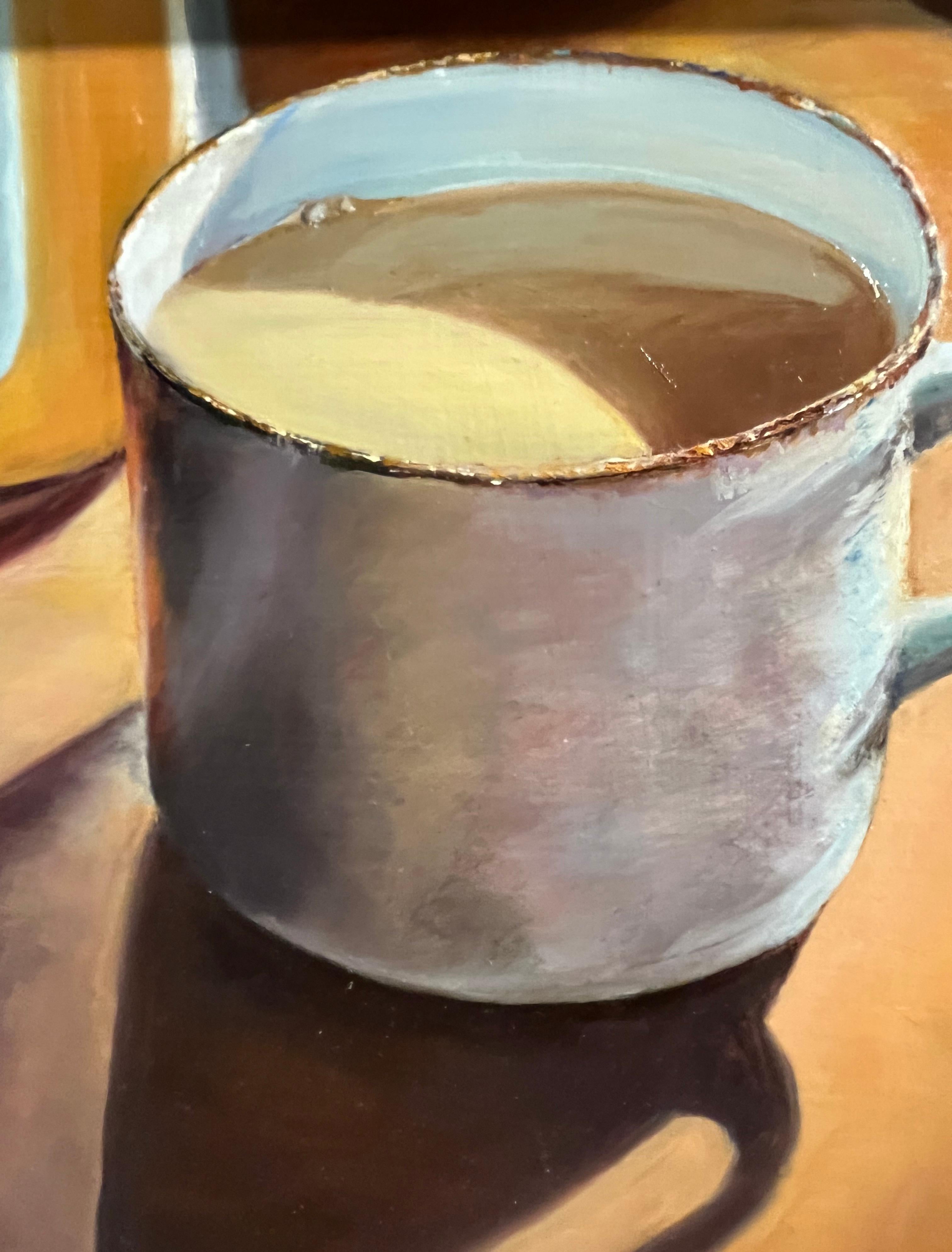 Lisa David, „Hot Chocolate“, 12x12 Cozy Stillleben, Ölgemälde auf Karton im Angebot 4