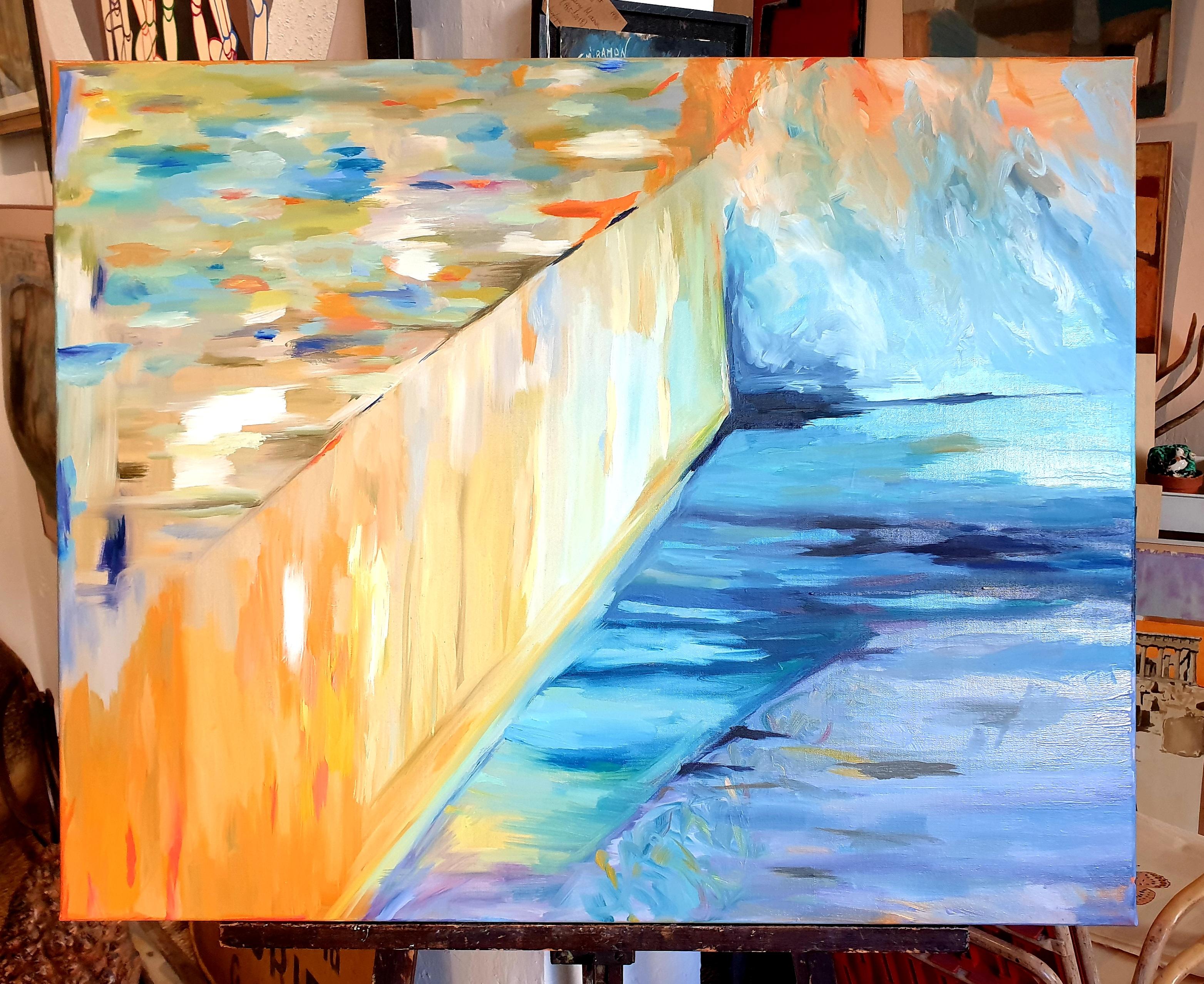 Contemporary Abstract Expressionist Oil On Linen Canvas, 'The Flow'. im Angebot 9