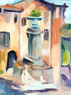 Impressionist Oil on Canvas. "La Fontaine à Tourtour", Provence.