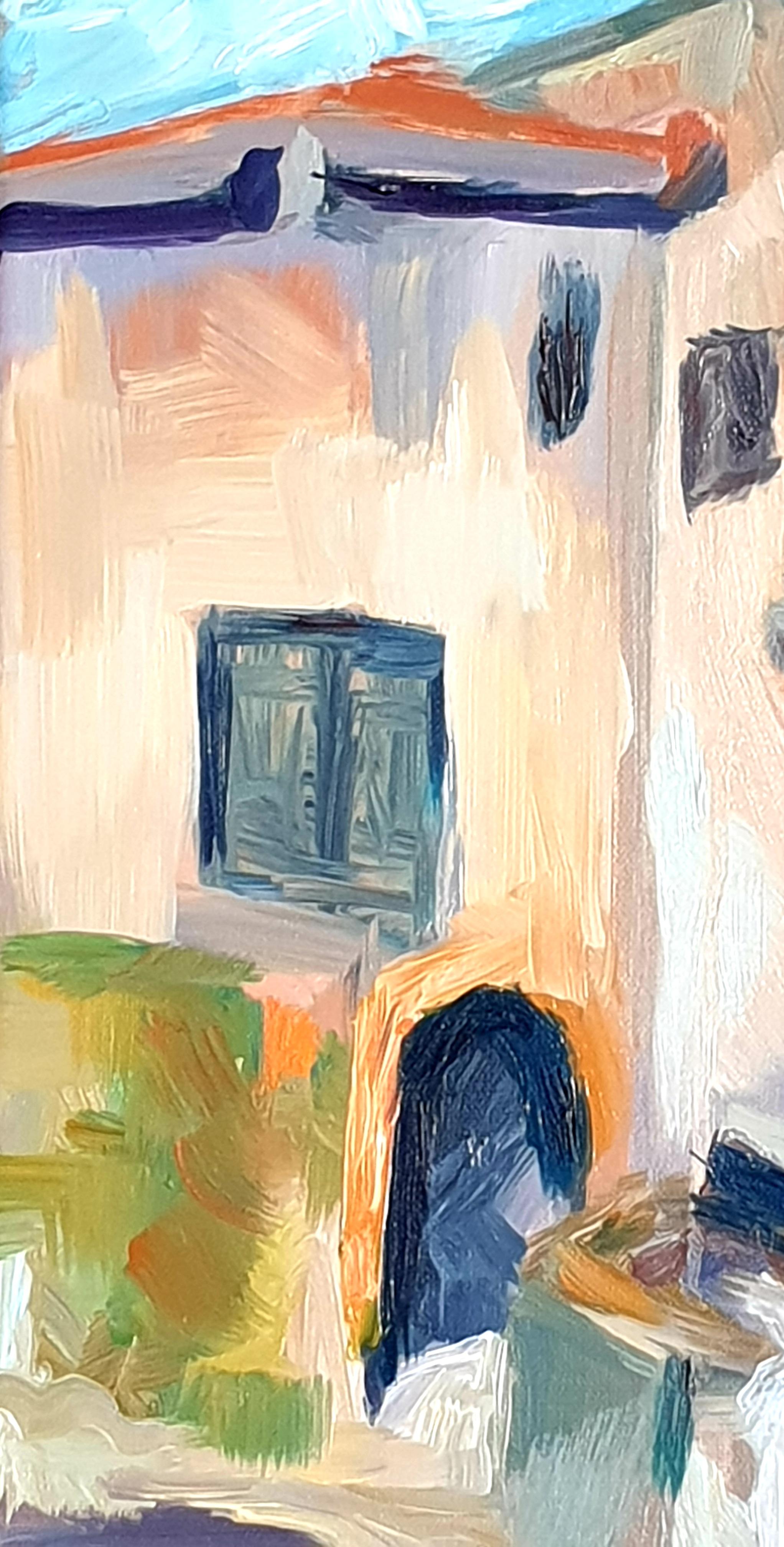 Huile impressionniste contemporaine sur toile d'une fontaine à Tourtour, en Provence, par l'artiste américaine Lisa de Wolff. Signé en bas à droite.

Une peinture à l'huile très colorée et énergique d'une fontaine dans le merveilleux village de