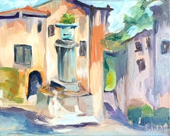 Impressionist Oil on Canvas. "La Fontaine à Tourtour", Provence.