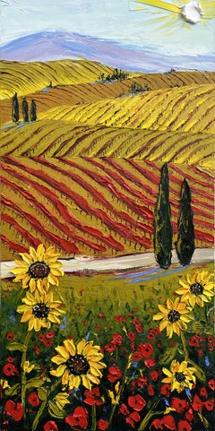 A Wine Country Drive, Painting, Oil on Canvas