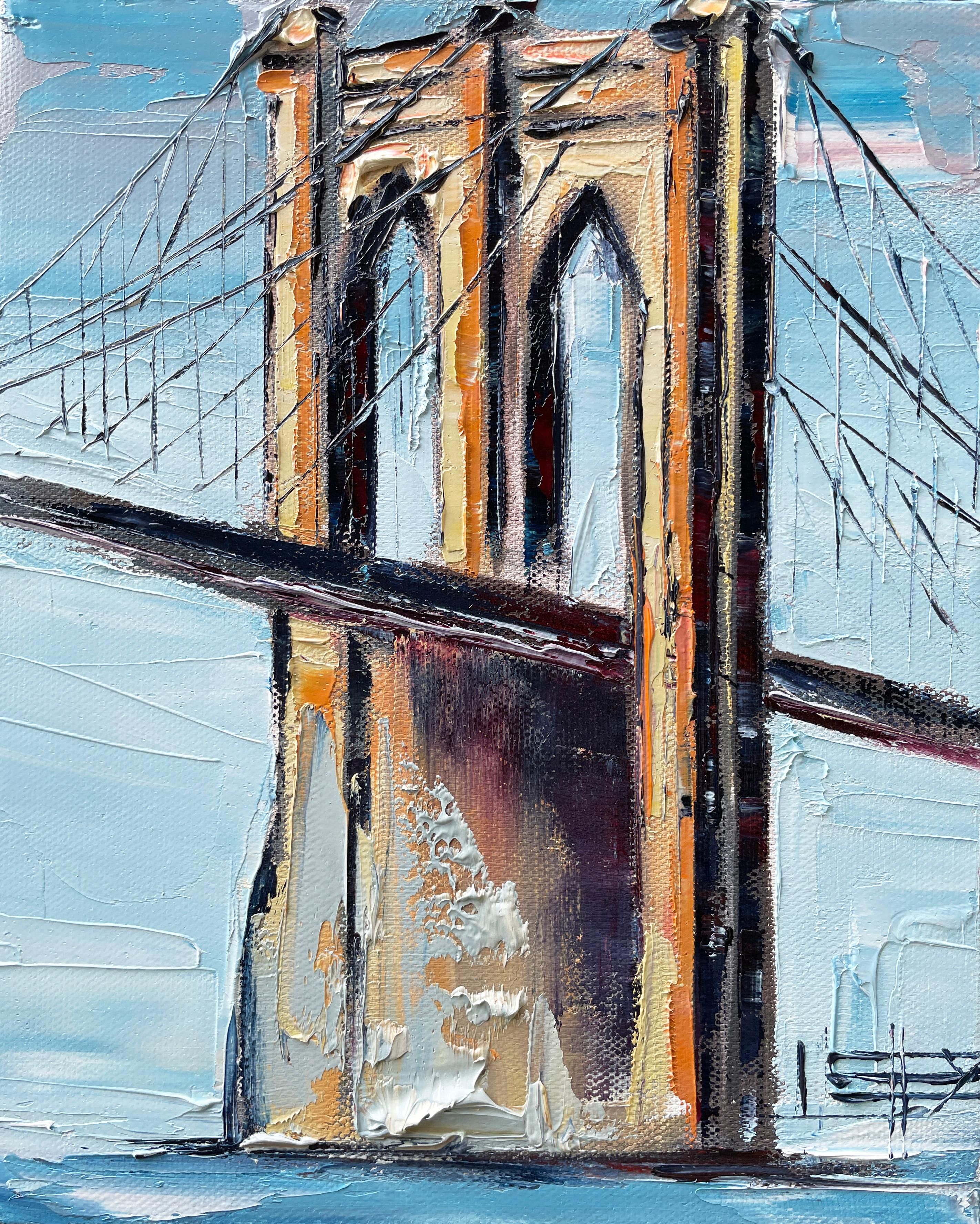 Across the Brooklyn Bridge, Oil Painting