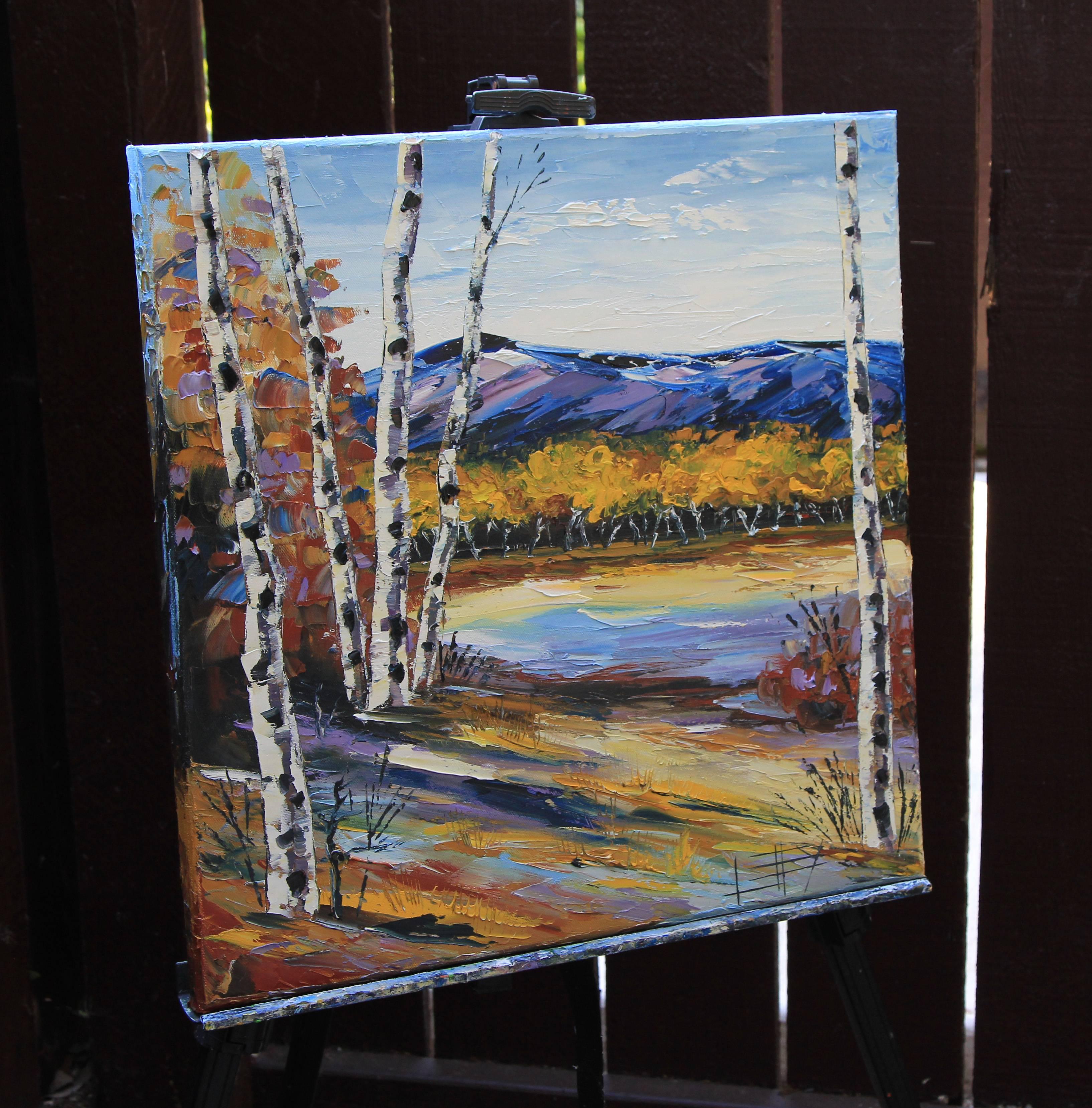 Beautiful Birch Lisa Elley Oil painting on stretched canvas 1