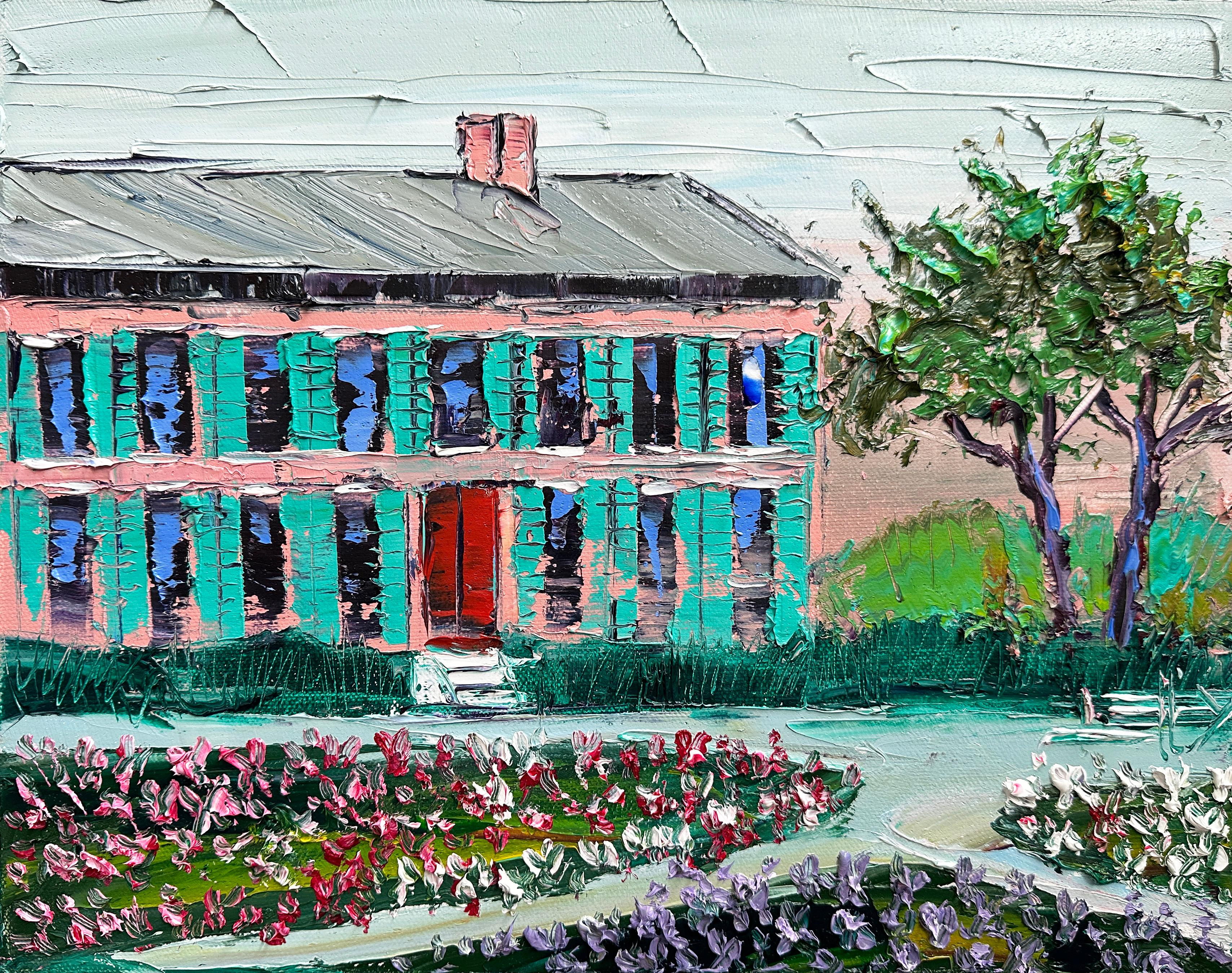 Lisa Elley Interior Painting – Monet's Garten Impression, Ölgemälde