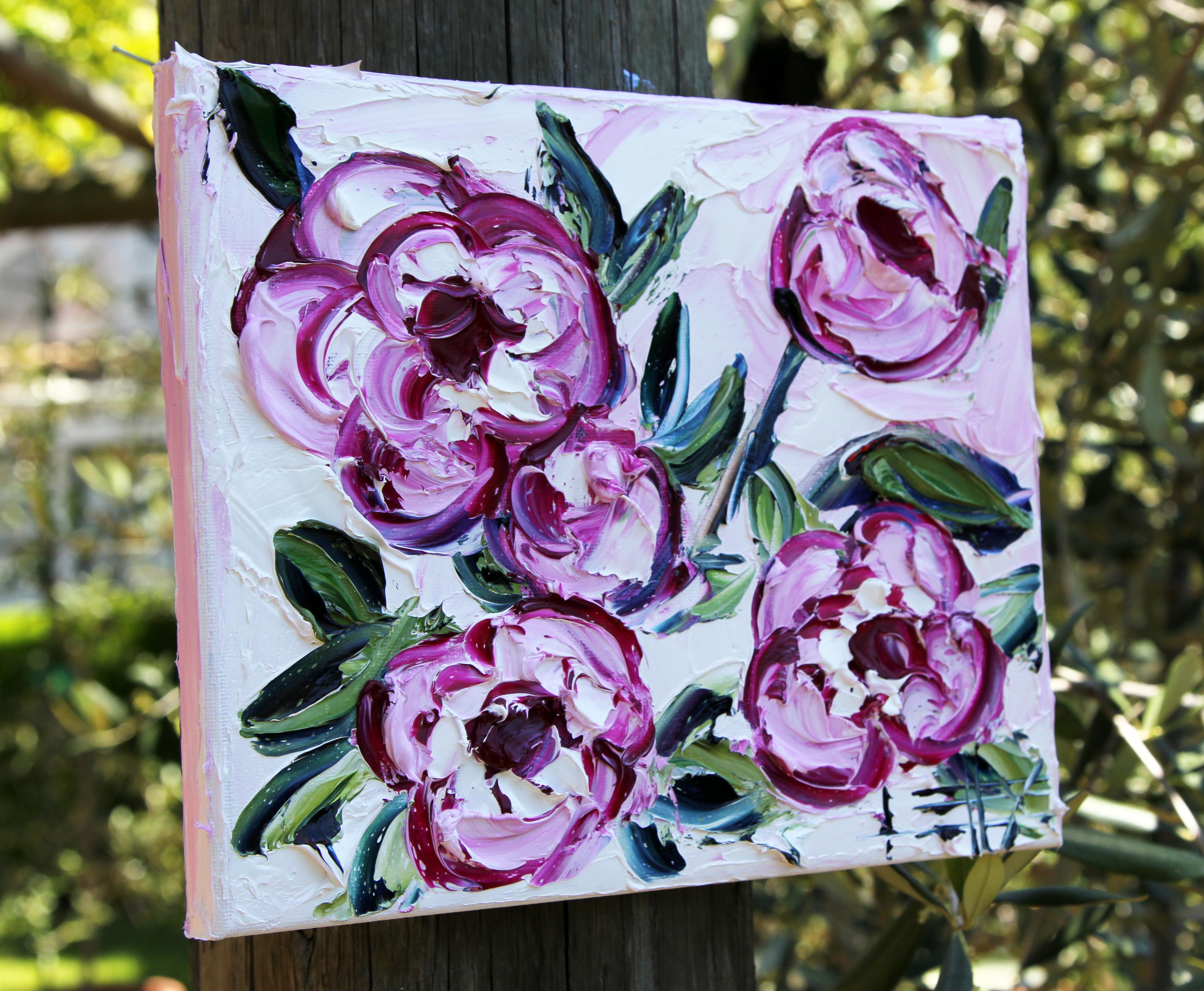 Pink Peonies - Painting by Lisa Elley