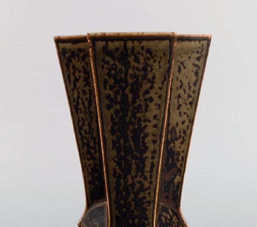 Danish Lisa Engquist for Bing and Grøndahl, Cubist Vase in Glazed Stoneware For Sale