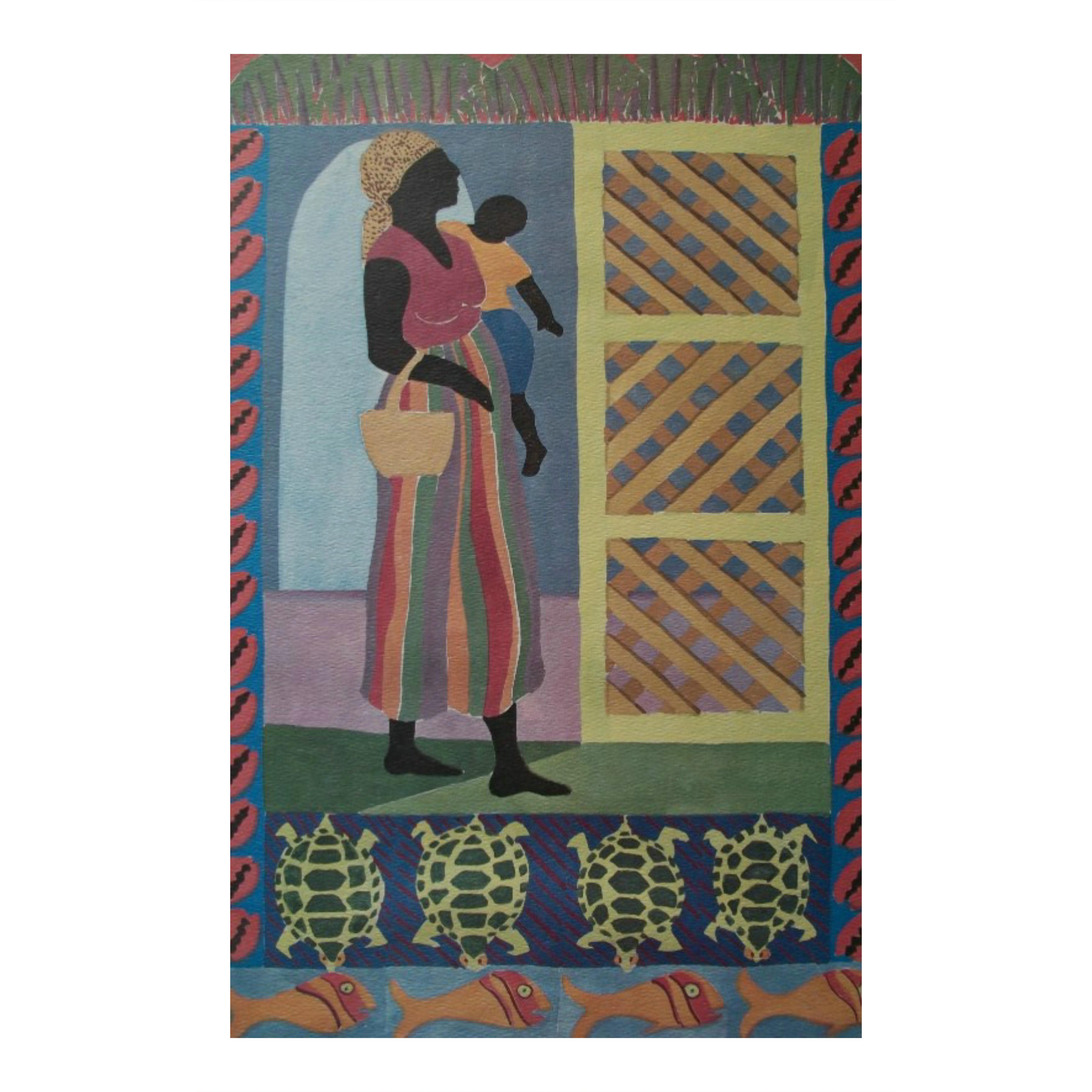 LISA ETRE - Vintage Karibik Druck auf Papier - Signiert - Jungferninseln - C. 1985 im Angebot