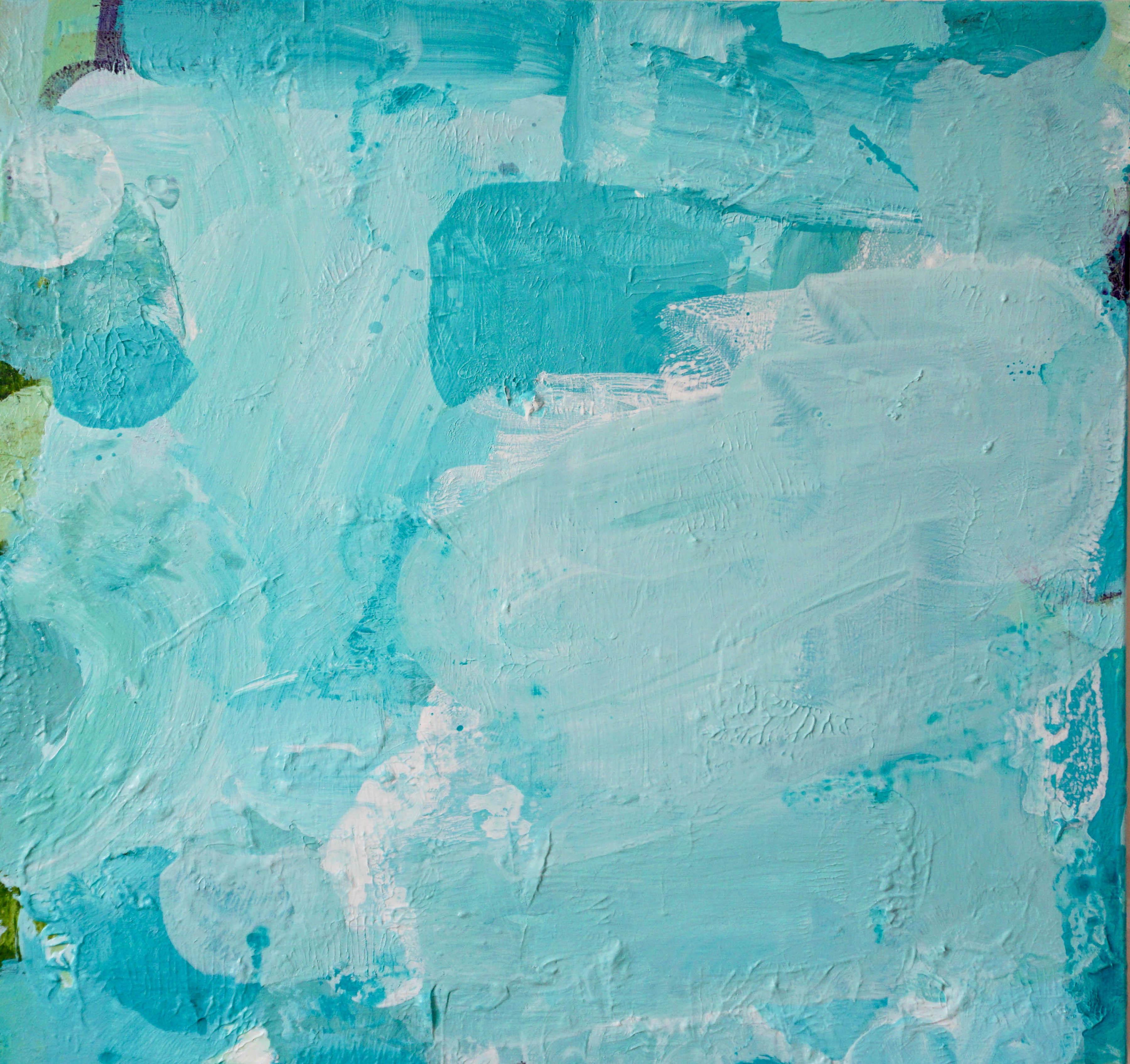 Lisa Fellerson Abstract Painting - Aquascape, abstract expressionist painting, teal blue