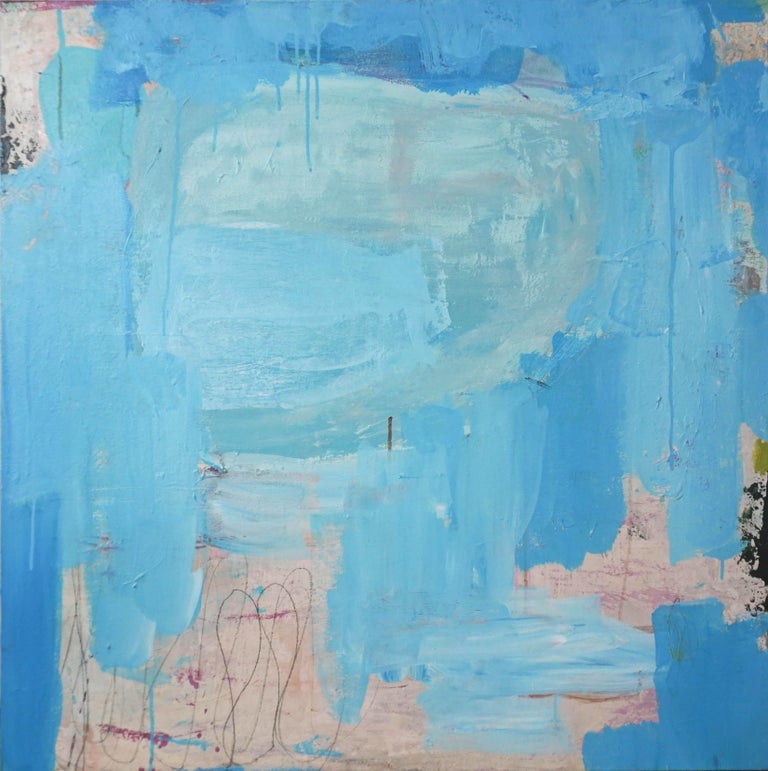 Lisa Fellerson Cool In The City Blue Abstract Painting On