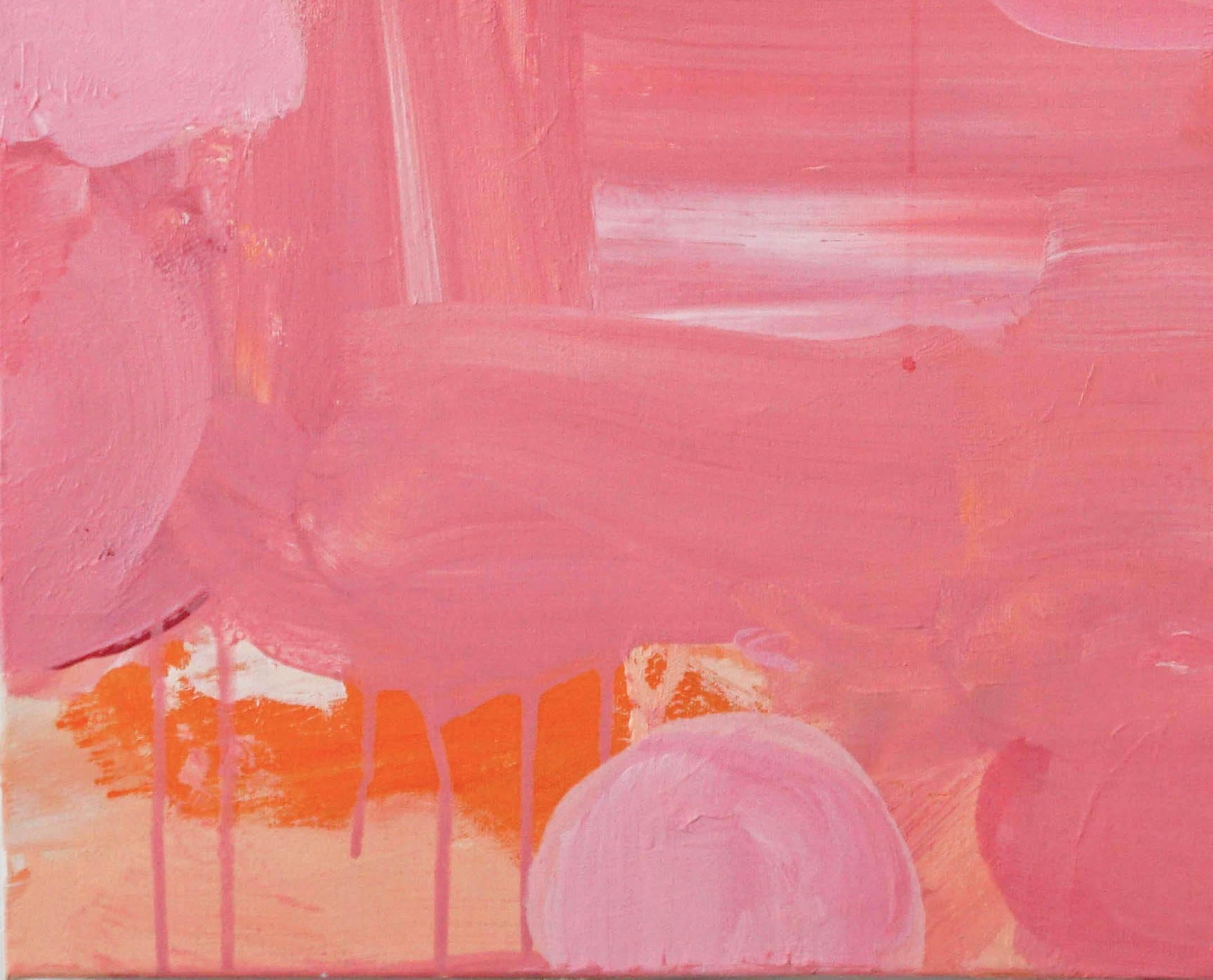 Coralina, pink, orange and coral abstract expressionist painting on canvas - Painting by Lisa Fellerson
