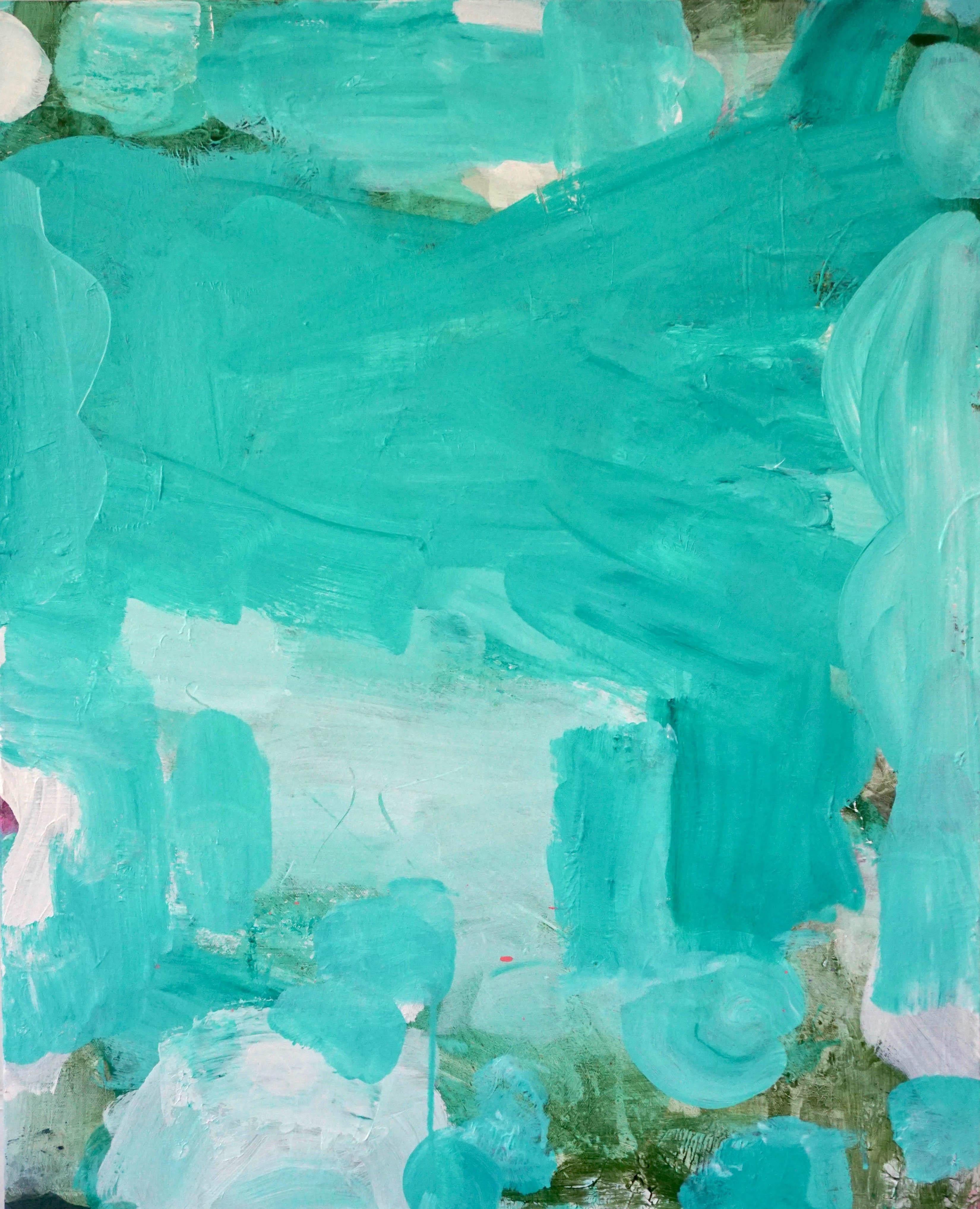 Lisa Fellerson Abstract Painting - Double Mint, emerald painting