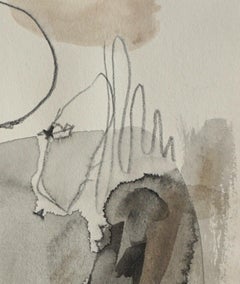 Graphitmond, abstraktes Aquarellgemälde