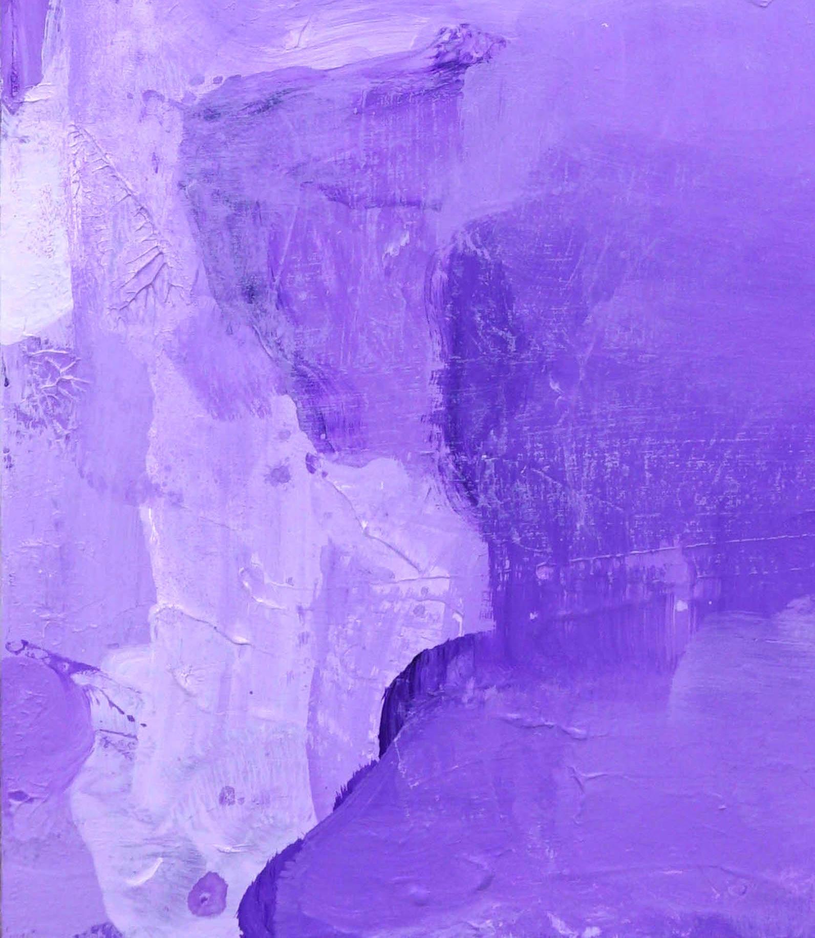 Lavender Sanguine, bright purple abstract expressionist painting on canvas - Painting by Lisa Fellerson