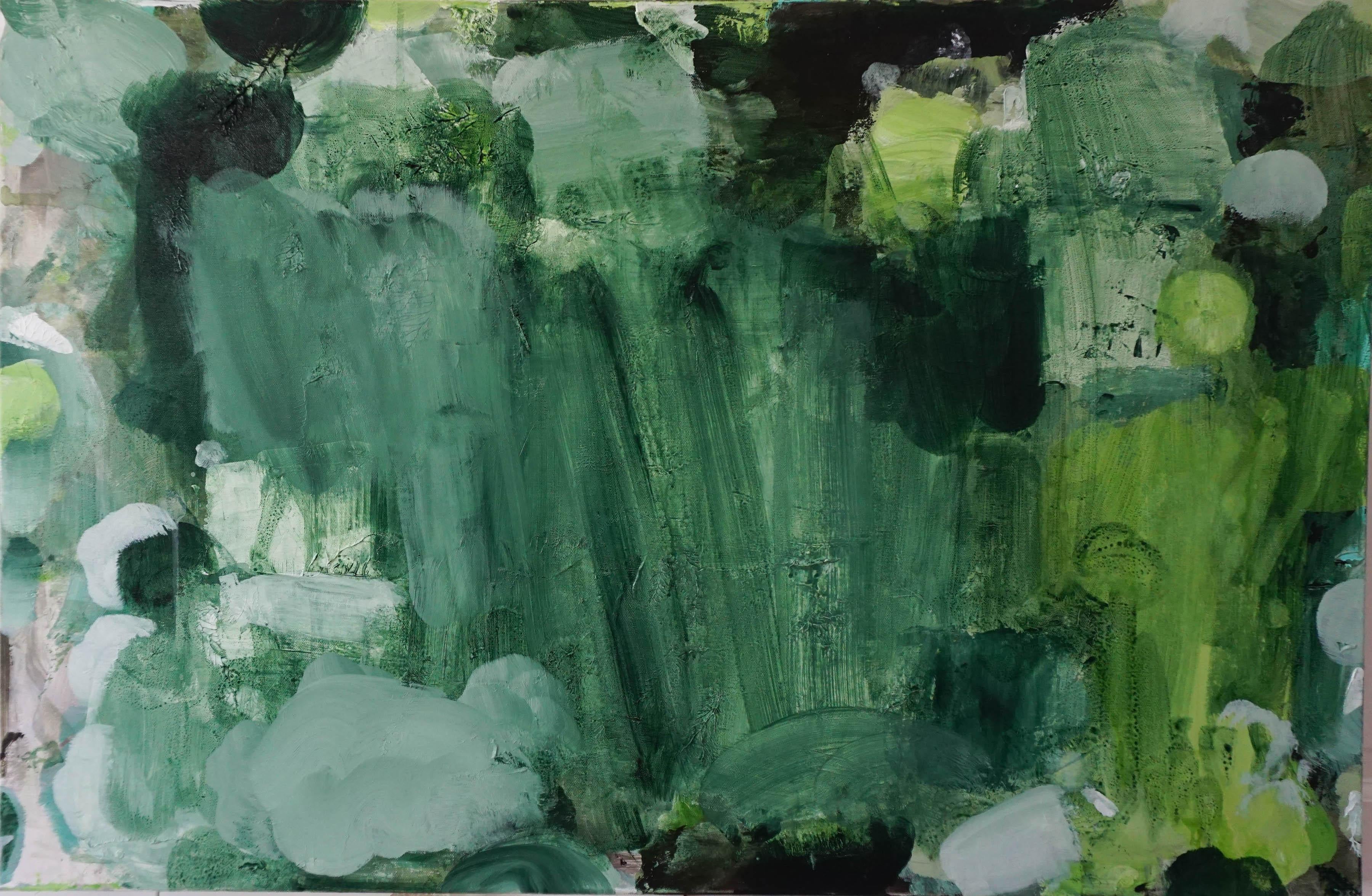 Lime Collective, peinture abstraite, vert  - Painting de Lisa Fellerson