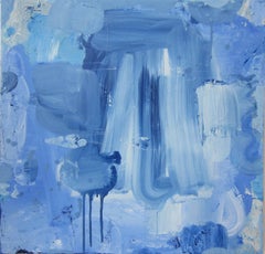 Mood Indigo, abstract painting on canvas, defined blue strokes