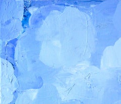 Out of the Blue, peinture expressionniste abstraite bleue sur toile, texturée