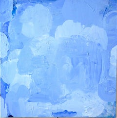 Out of the Blue, pintura expresionista abstracta azul sobre lienzo, con textura