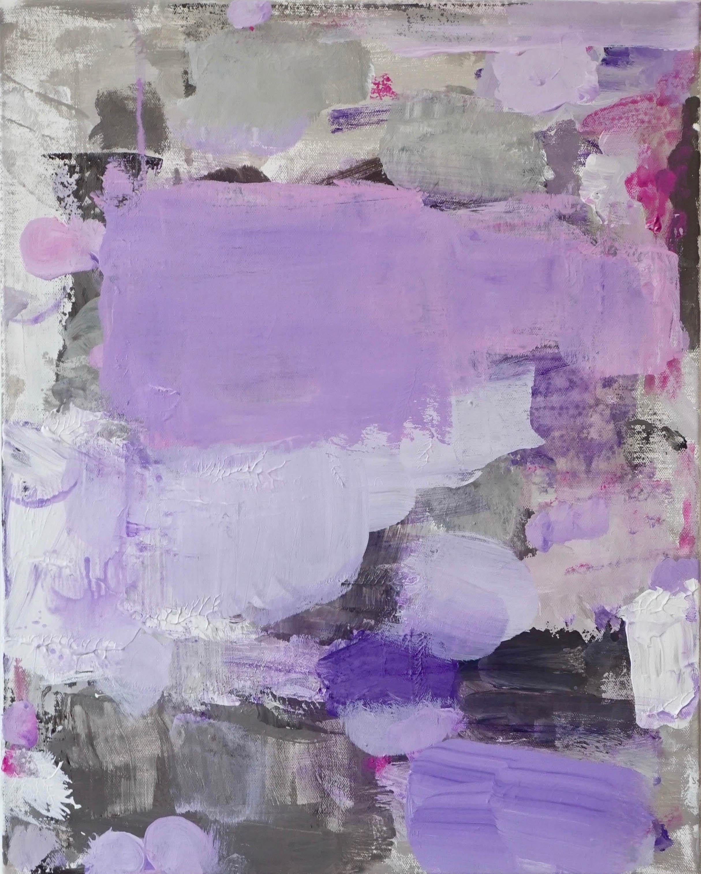 Pastel Combo, abstract purple painting, pastel colors - Painting by Lisa Fellerson