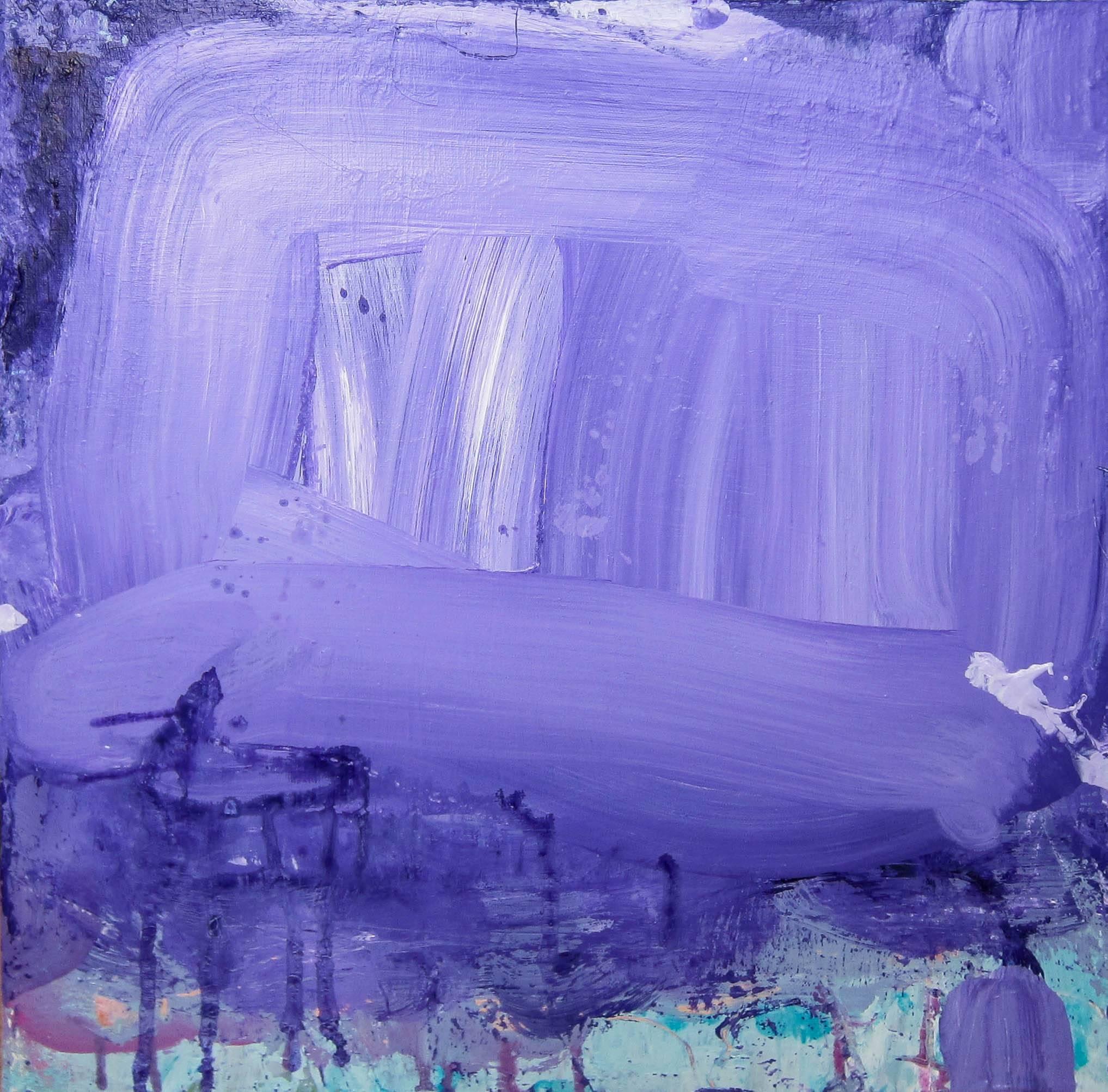 Lisa Fellerson Abstract Painting - Purple Phase, abstract acrylic painting on canvas, purple and blue