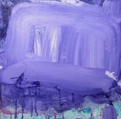 Fase púrpura, pintura acrílica abstracta sobre lienzo, púrpura y azul
