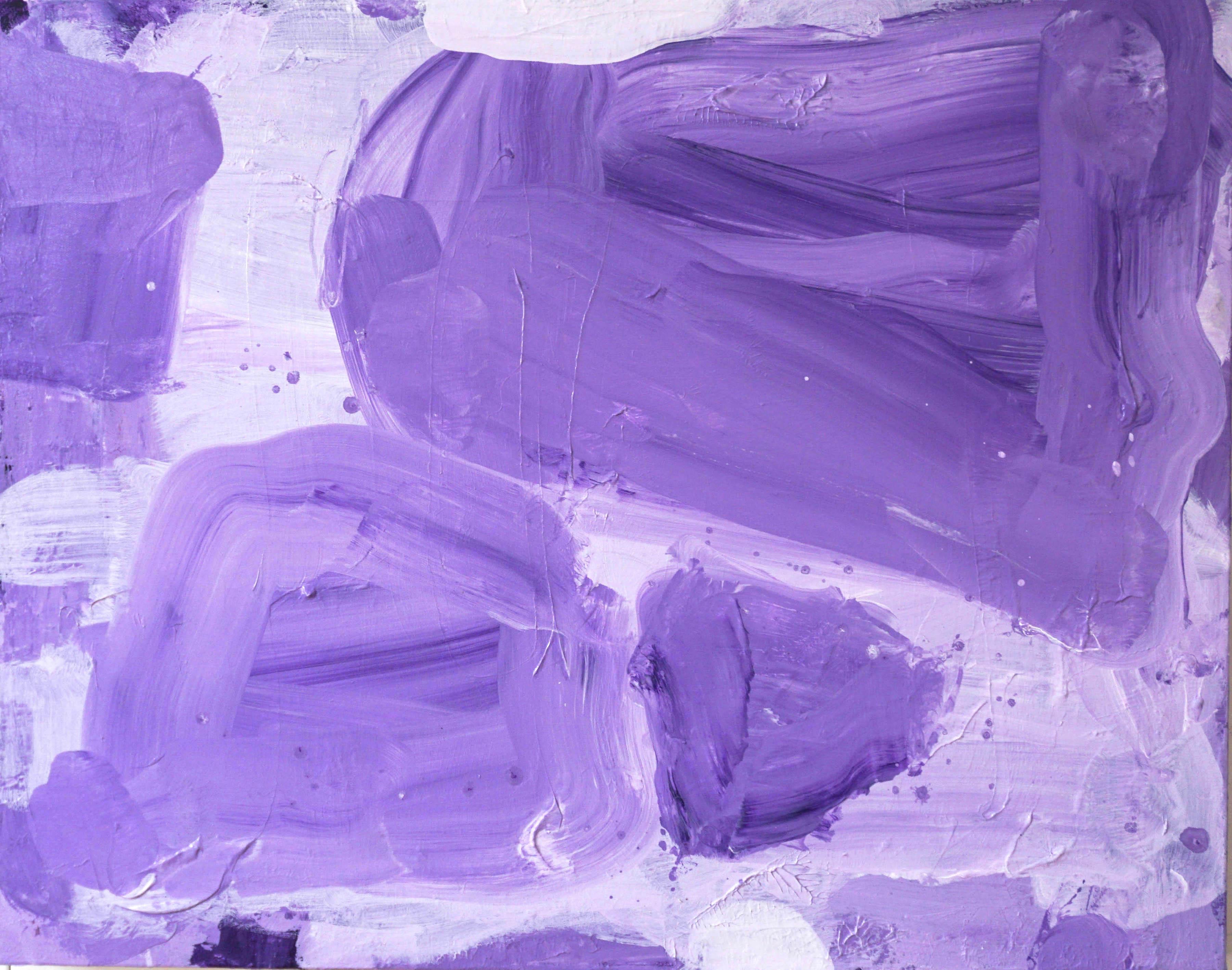 Lisa Fellerson Abstract Painting - Rock Steady, bright purple abstract expressionist painting on canvas