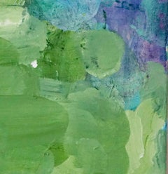 Smile, bright green abstract expressionist painting, lush and verdant