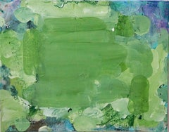 Smile, bright green abstract expressionist painting, lush and verdant